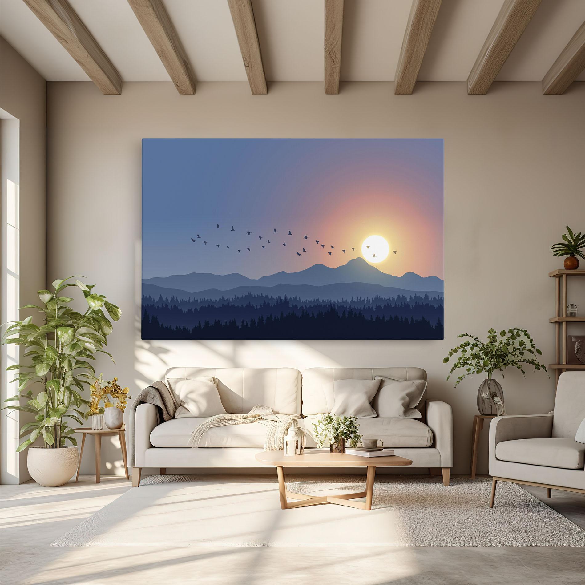 Tablou Canvas Sunset Birds View mockup 6