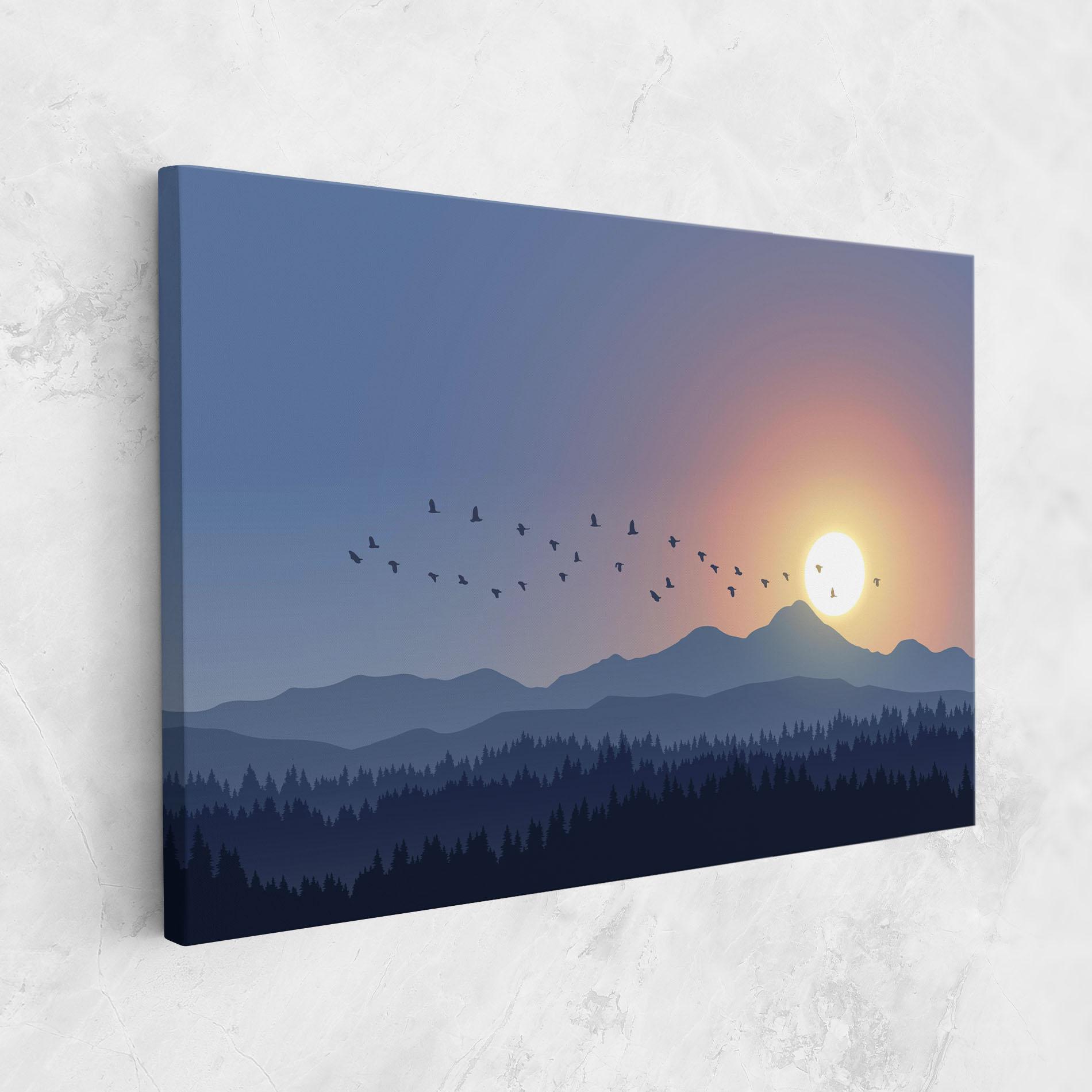 Tablou Canvas Sunset Birds View mockup 1