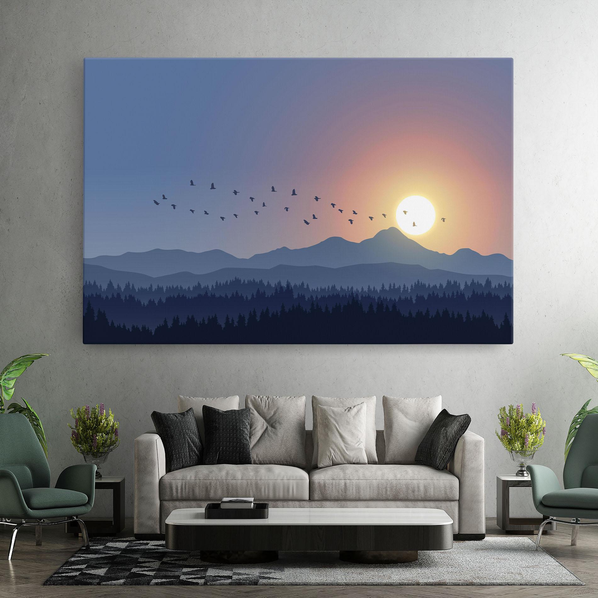 Tablou Canvas Sunset Birds View mockup 7