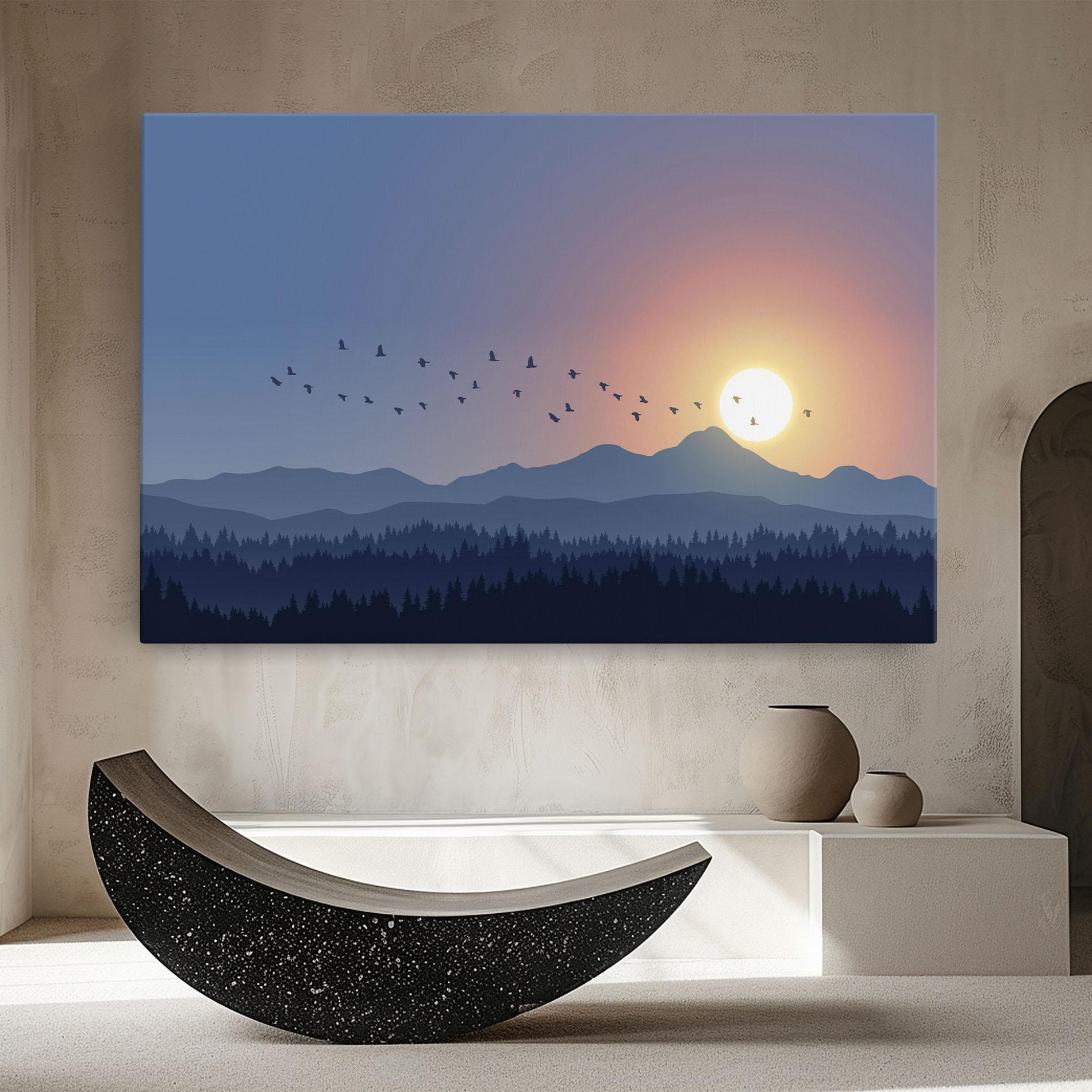 Tablou Canvas Sunset Birds View mockup 8