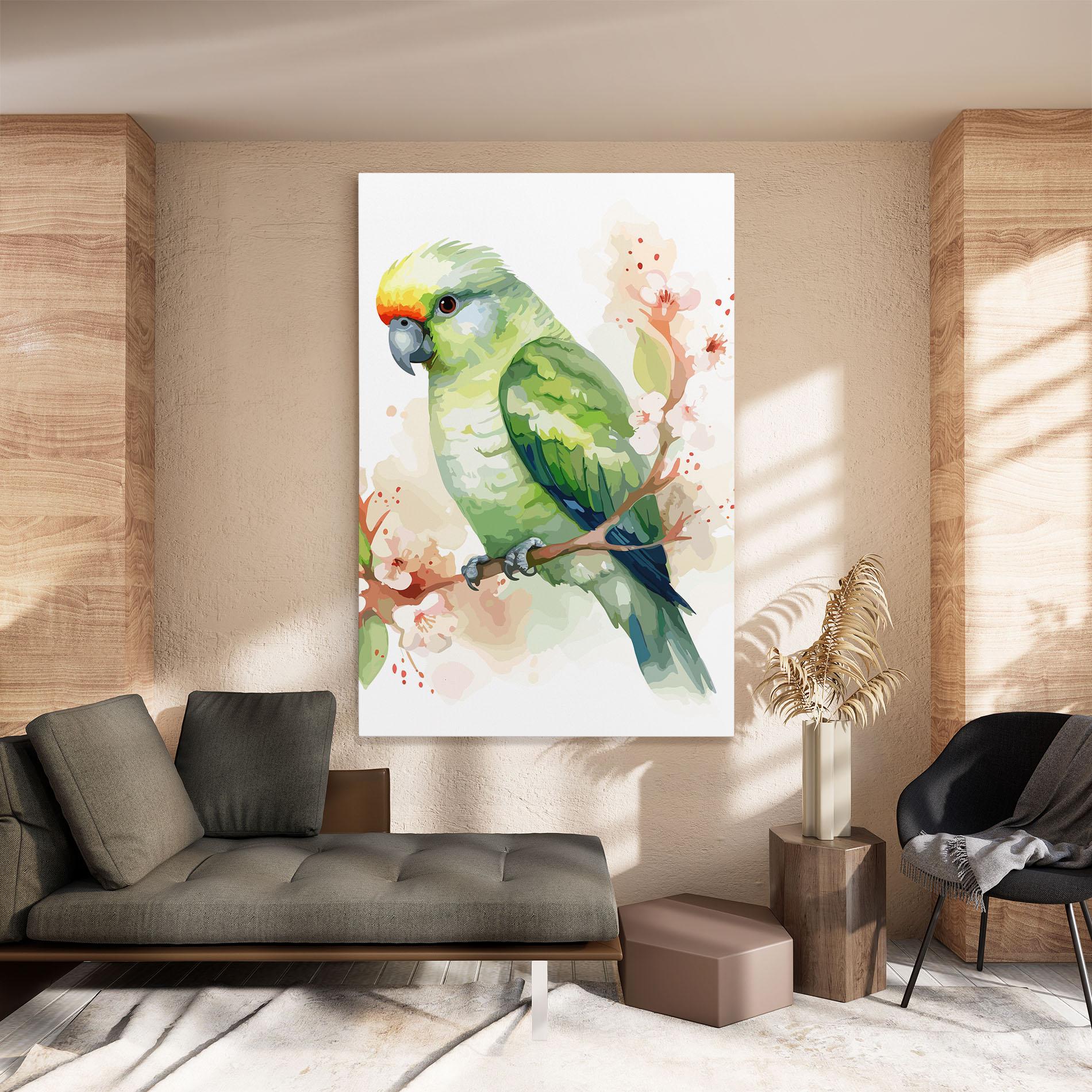 Tablou Canvas Pretty Green Parrot mockup 8