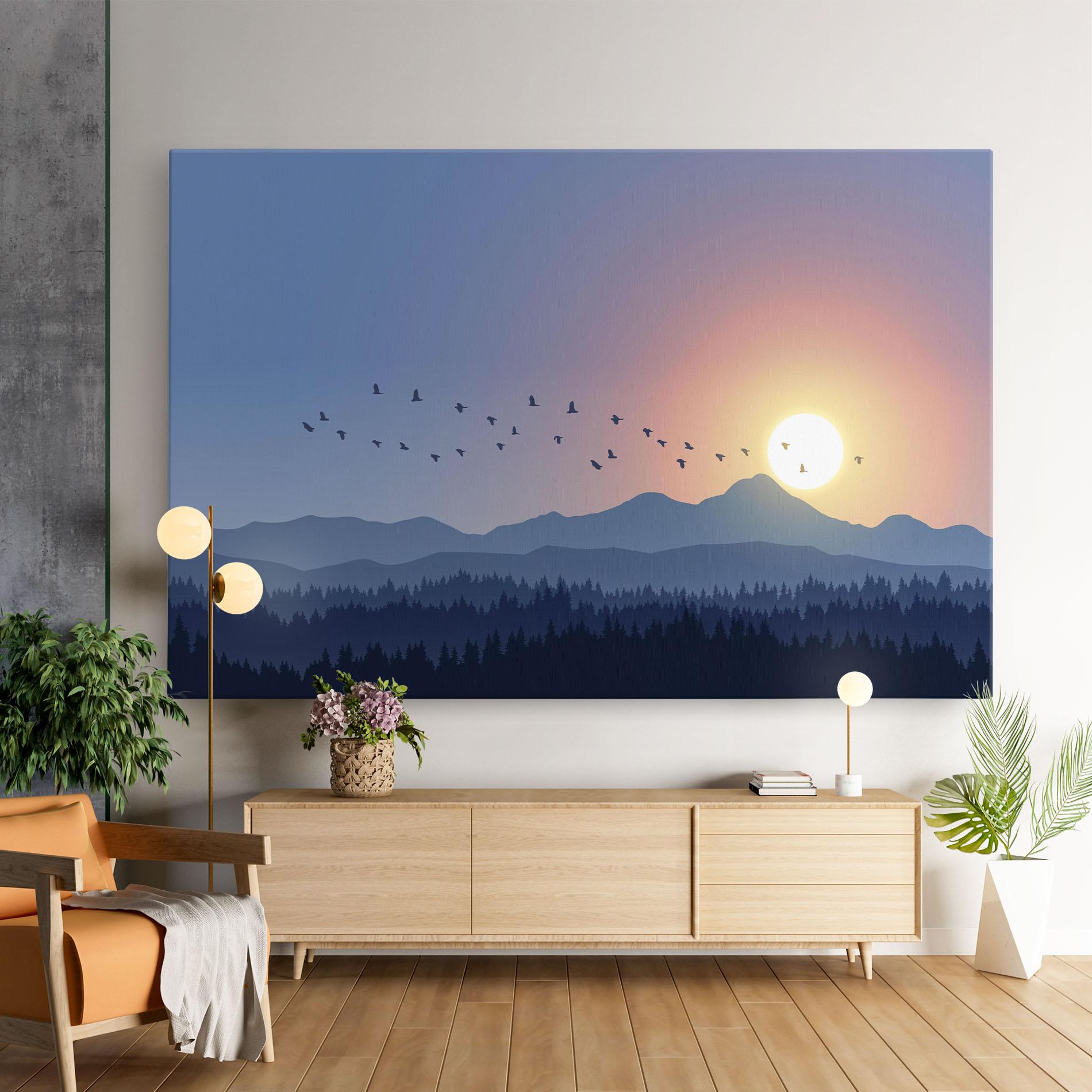 Tablou Canvas Sunset Birds View mockup 9
