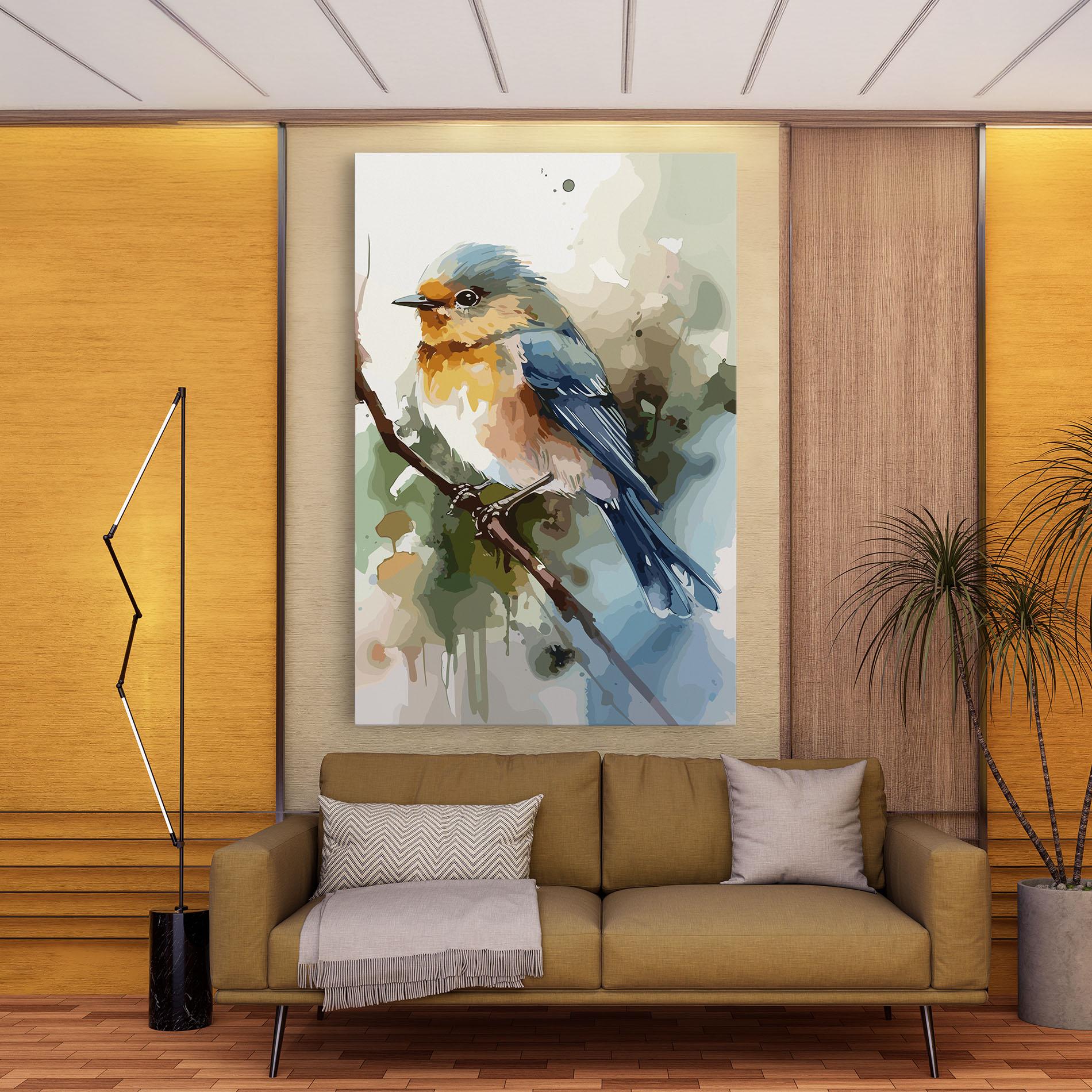 Tablou Canvas Blue Pretty Bird mockup 9
