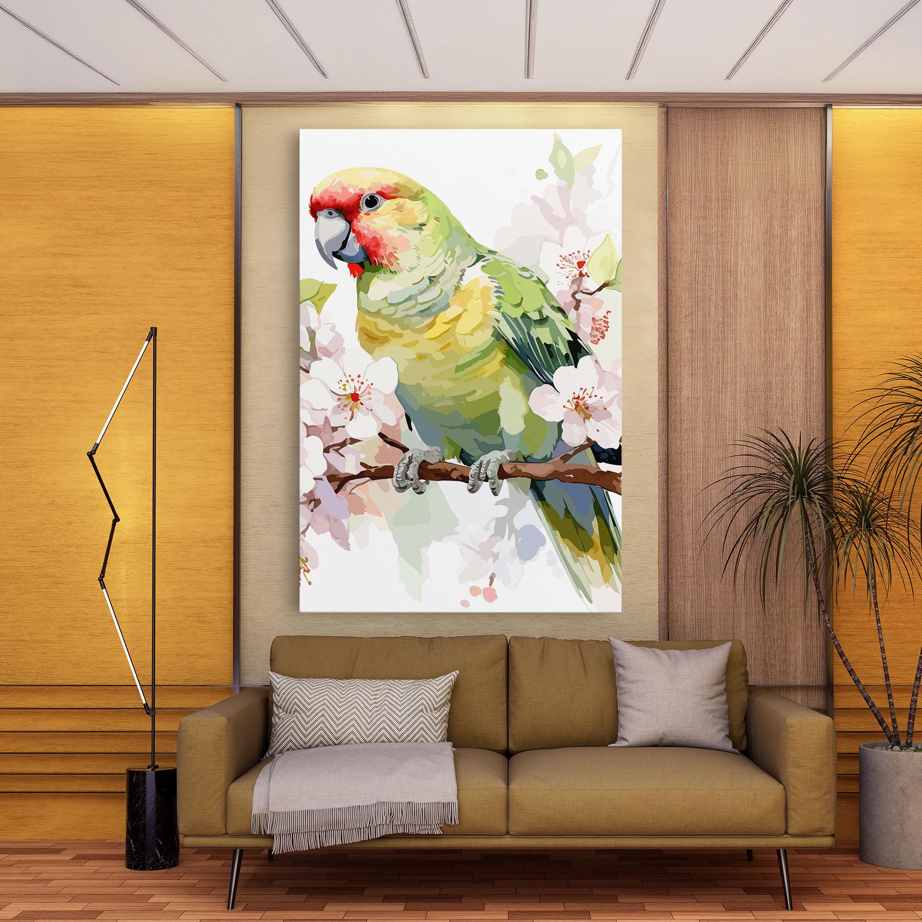 Tablou Canvas Cute Green Parrot mockup 9
