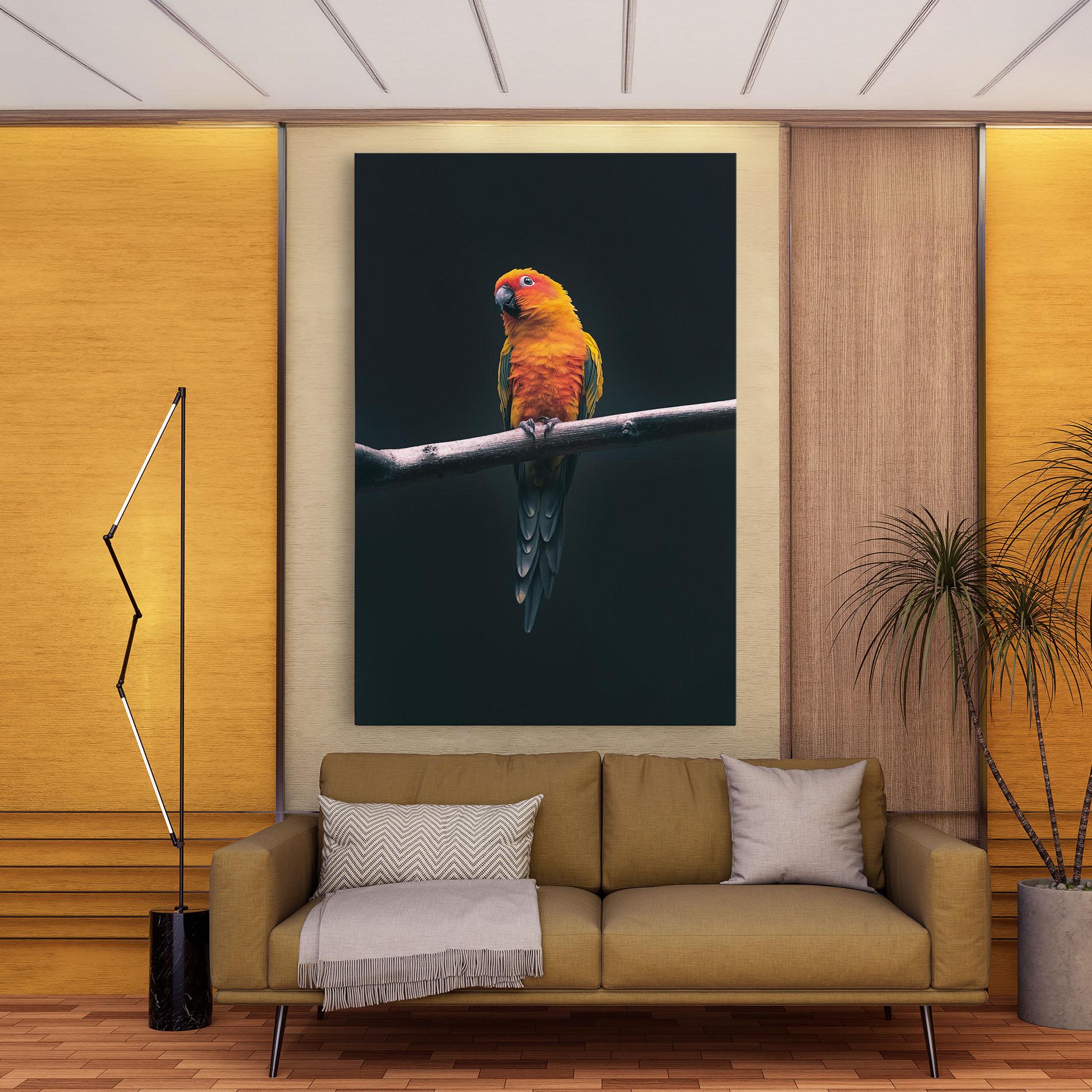 Tablou Canvas Fire Parrot mockup 9