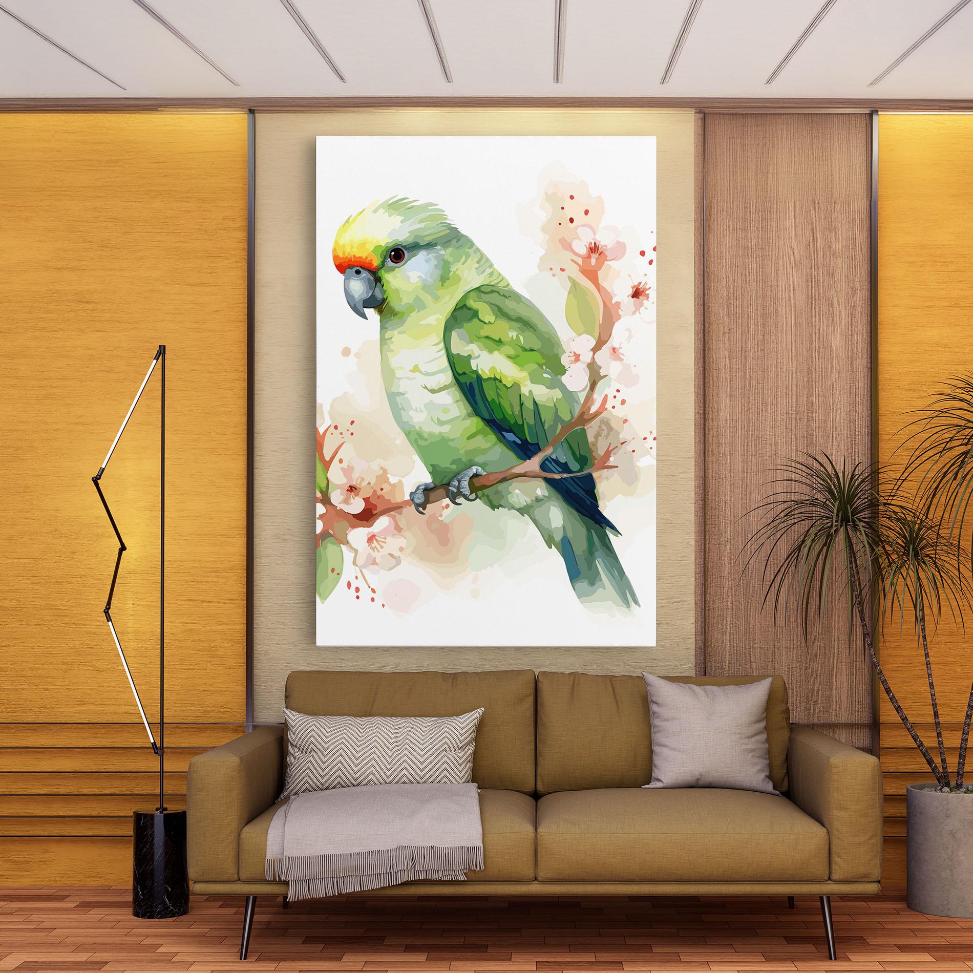 Tablou Canvas Pretty Green Parrot mockup 9