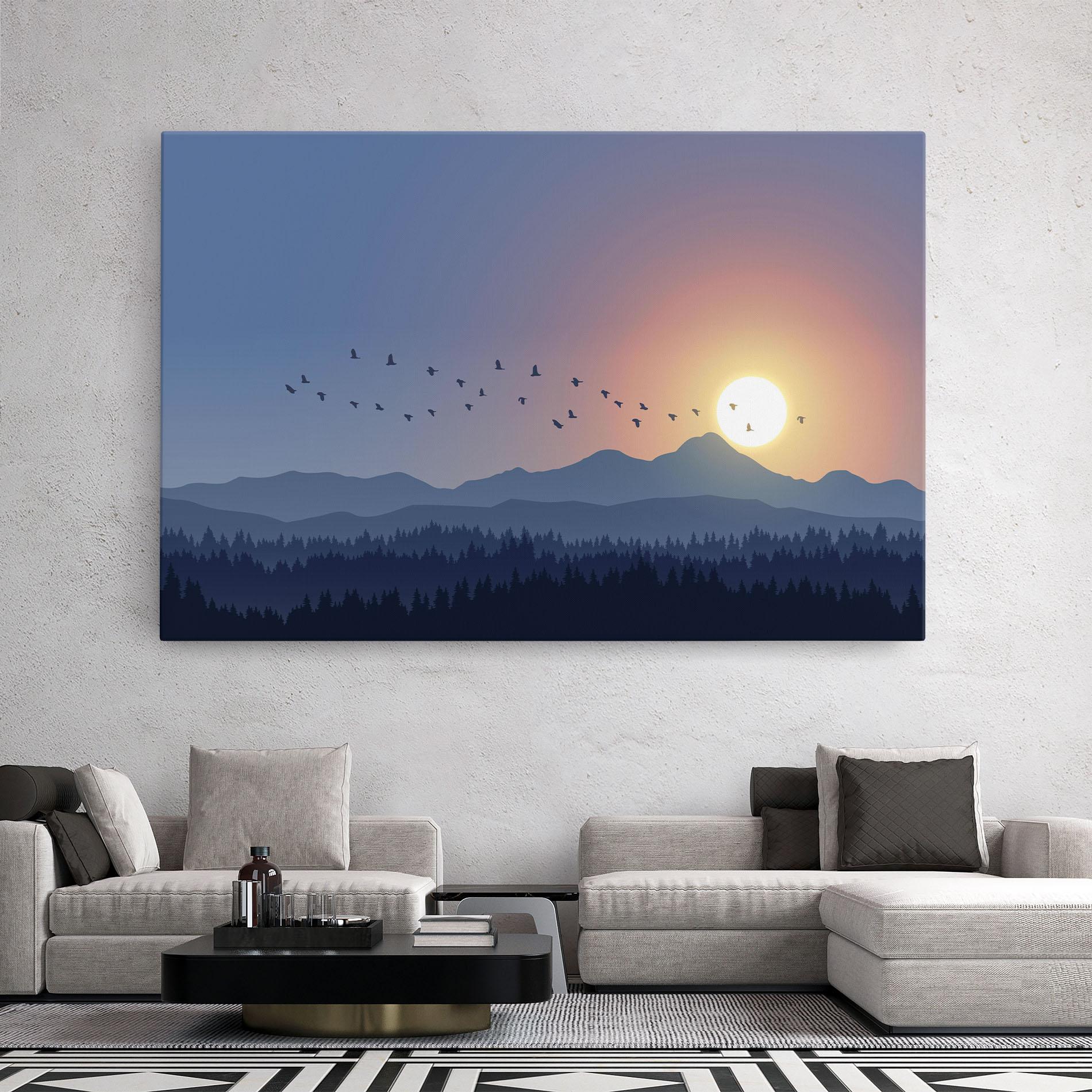 Tablou Canvas Sunset Birds View mockup 2