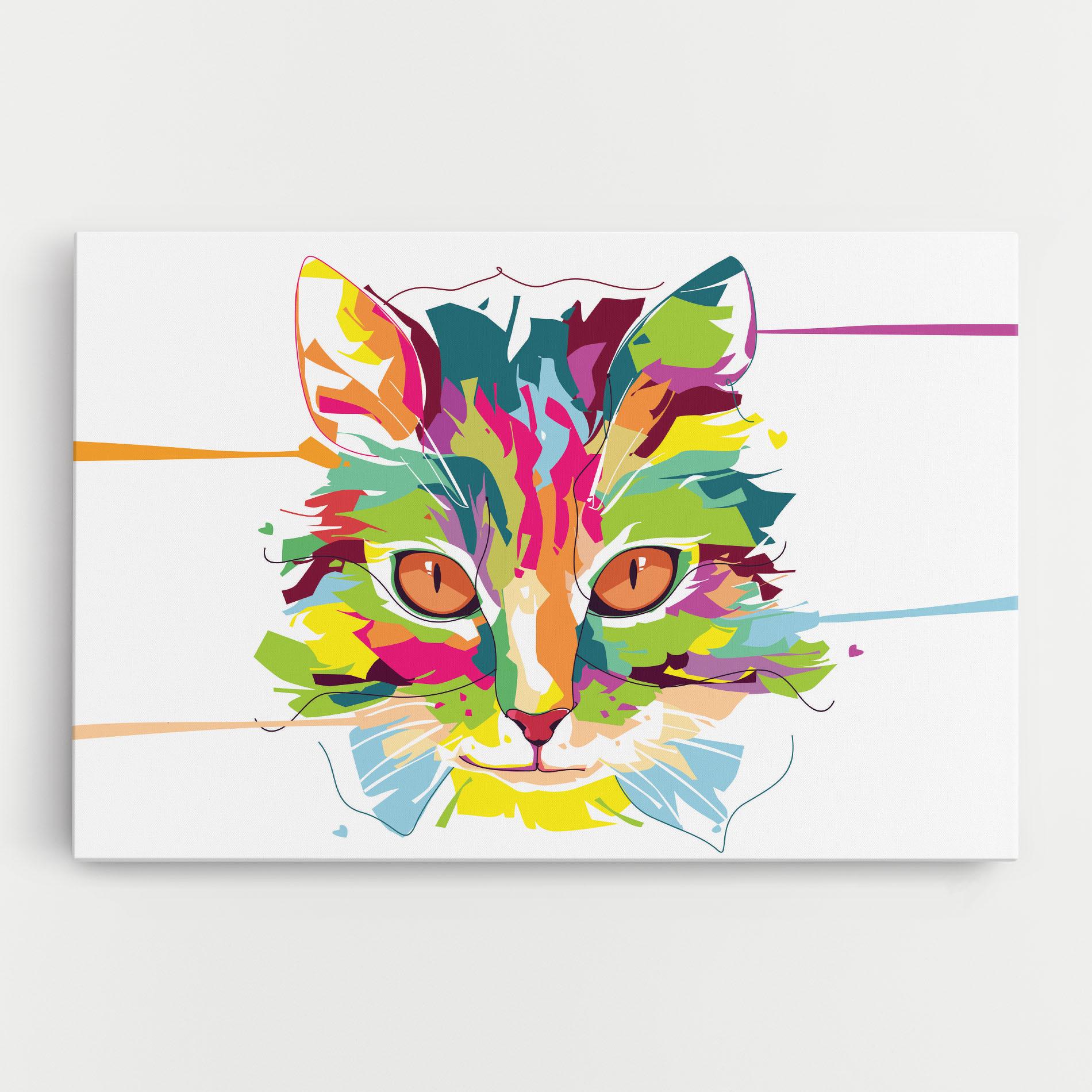 Tablou Canvas Cat Art Close Up mockup 0