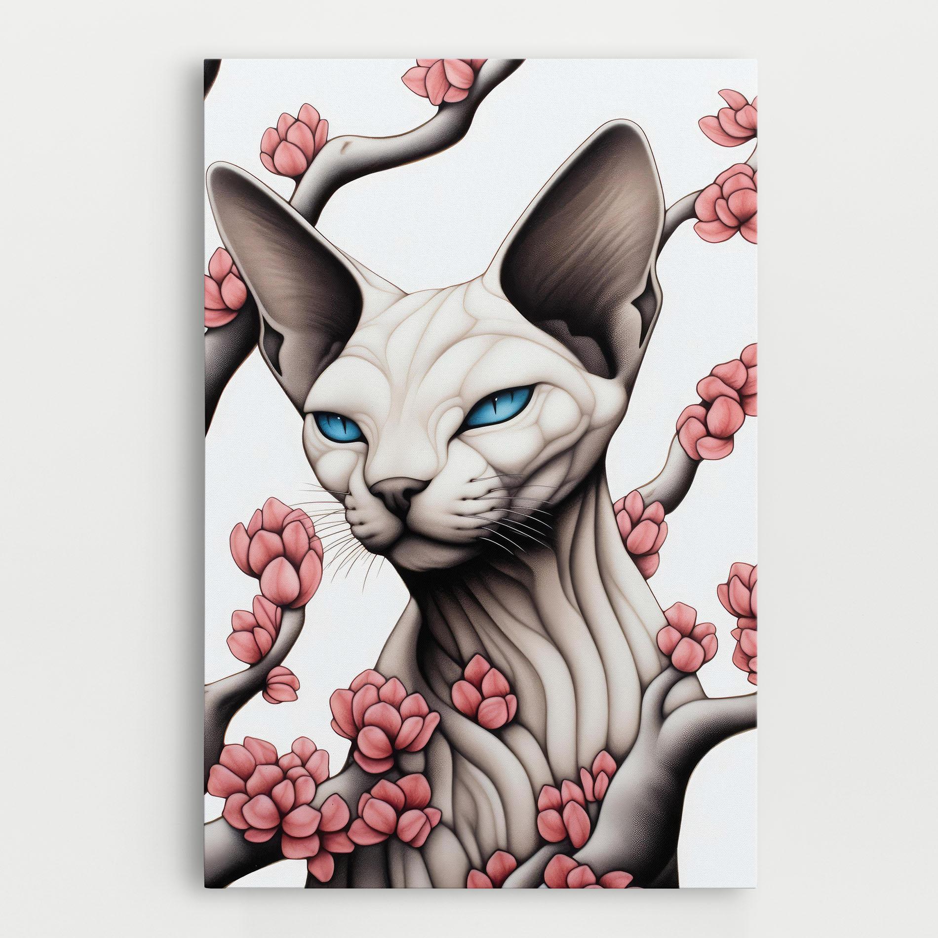 Tablou Canvas Blue Eyes Cat Drawing mockup 0