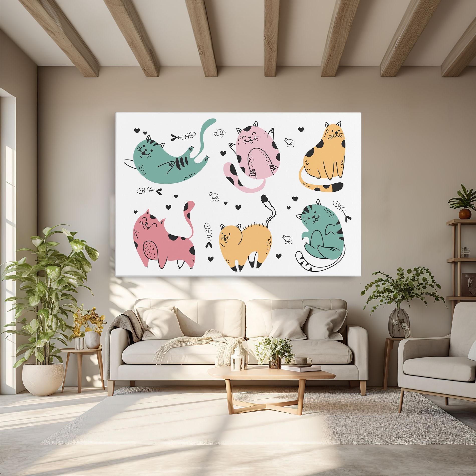 Tablou Canvas Doodle Cat mockup 6