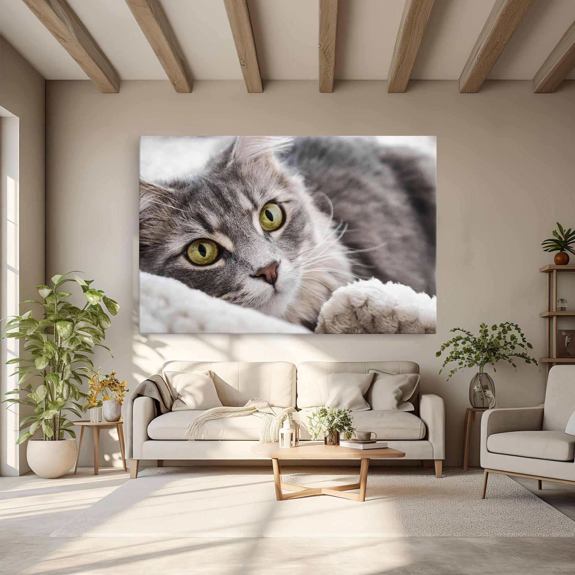 Tablou Canvas Grey Fluffy Cat mockup 6