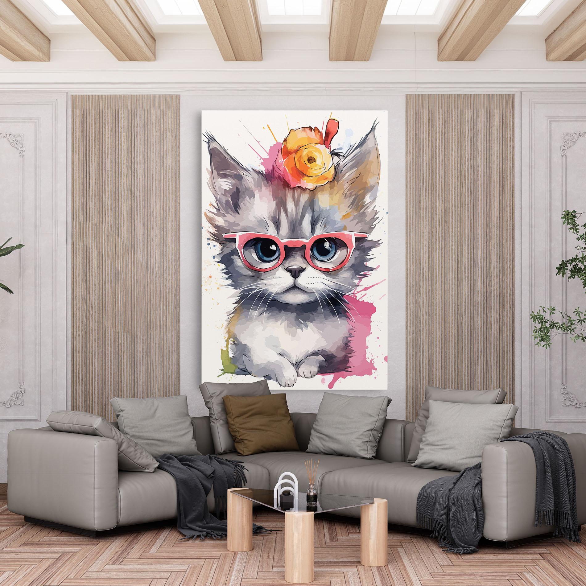 Tablou Canvas Adorable Grey Cat mockup 6