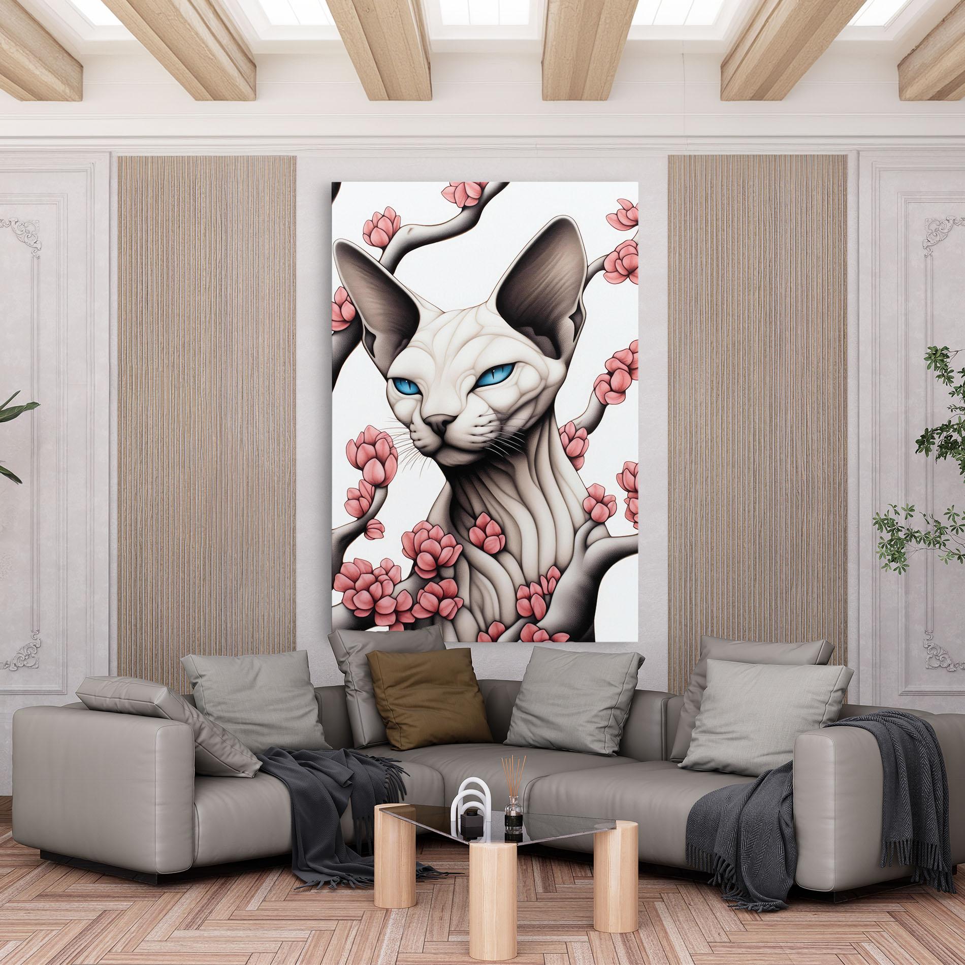 Tablou Canvas Blue Eyes Cat Drawing mockup 6