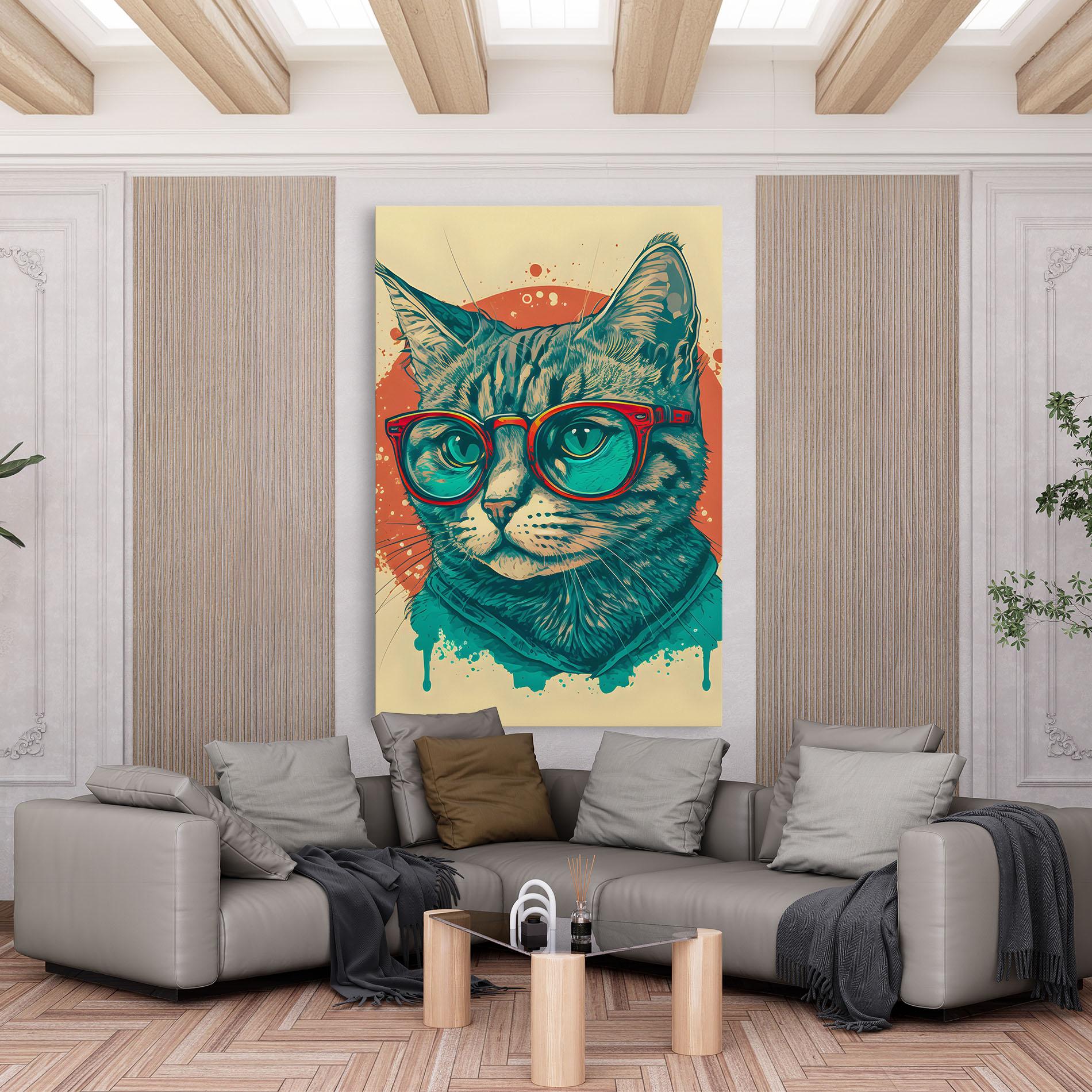 Tablou Canvas Red Glasses Cat mockup 6