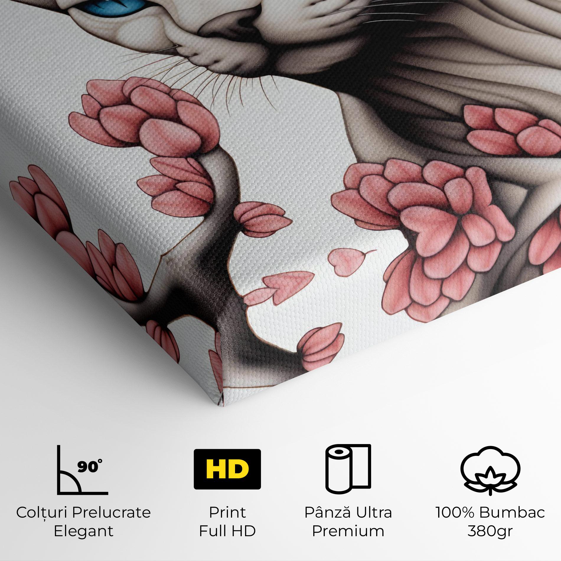 Tablou Canvas Blue Eyes Cat Drawing mockup 4