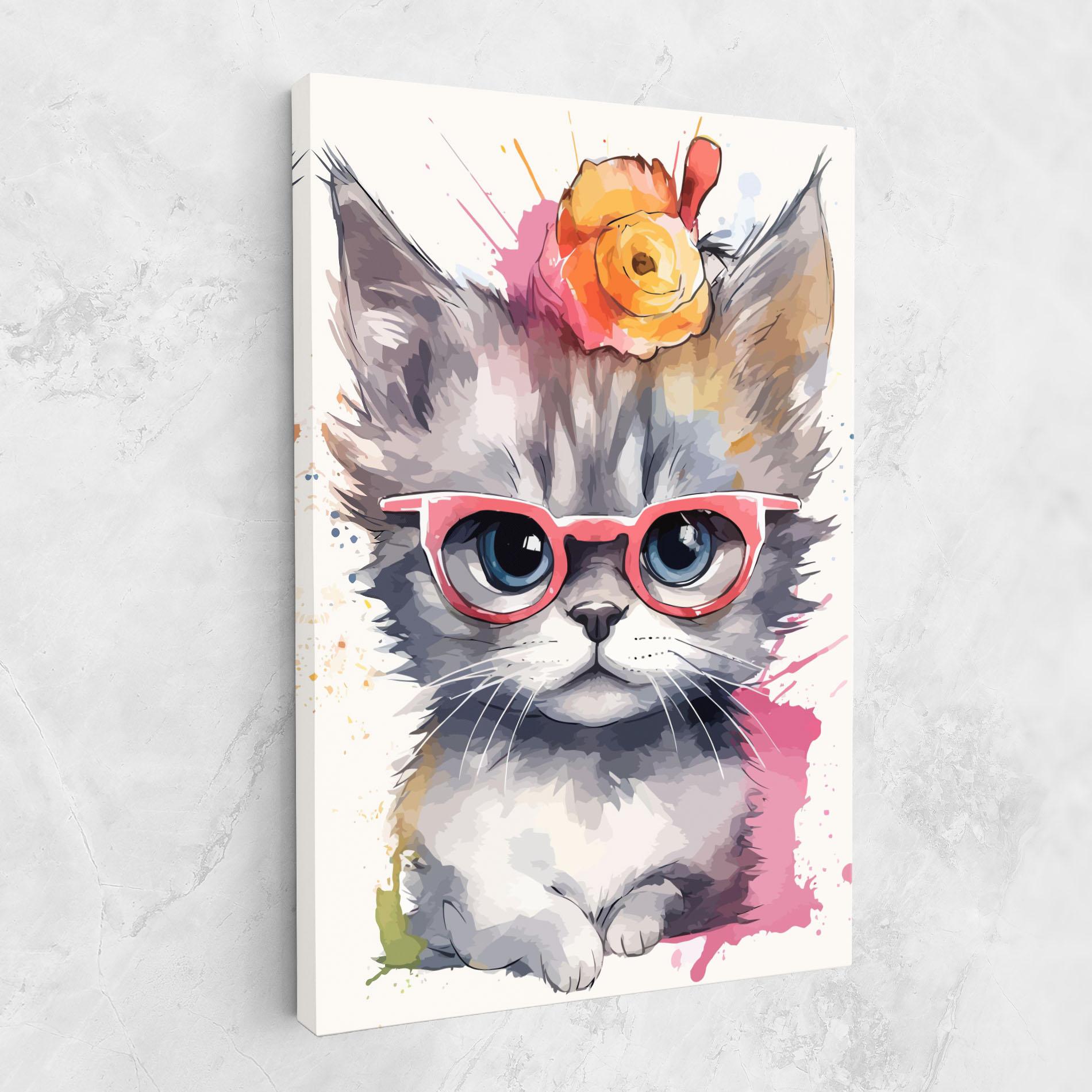 Tablou Canvas Adorable Grey Cat mockup 1