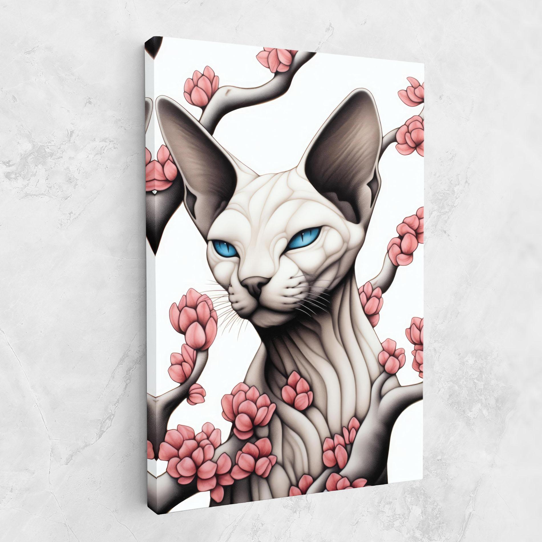 Tablou Canvas Blue Eyes Cat Drawing mockup 1