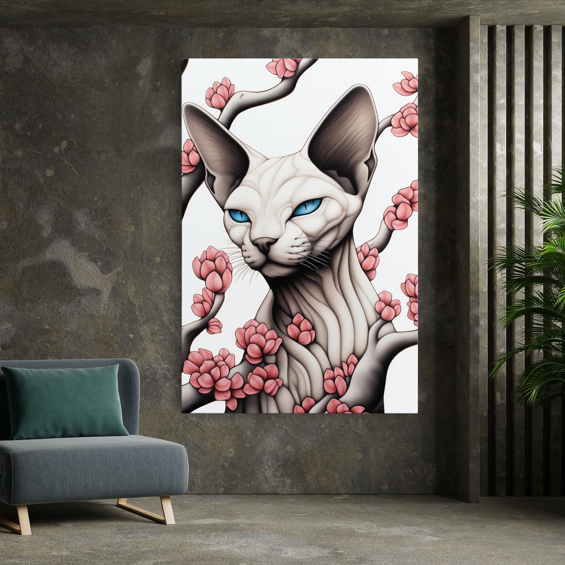 Tablou Canvas Blue Eyes Cat Drawing mockup 7