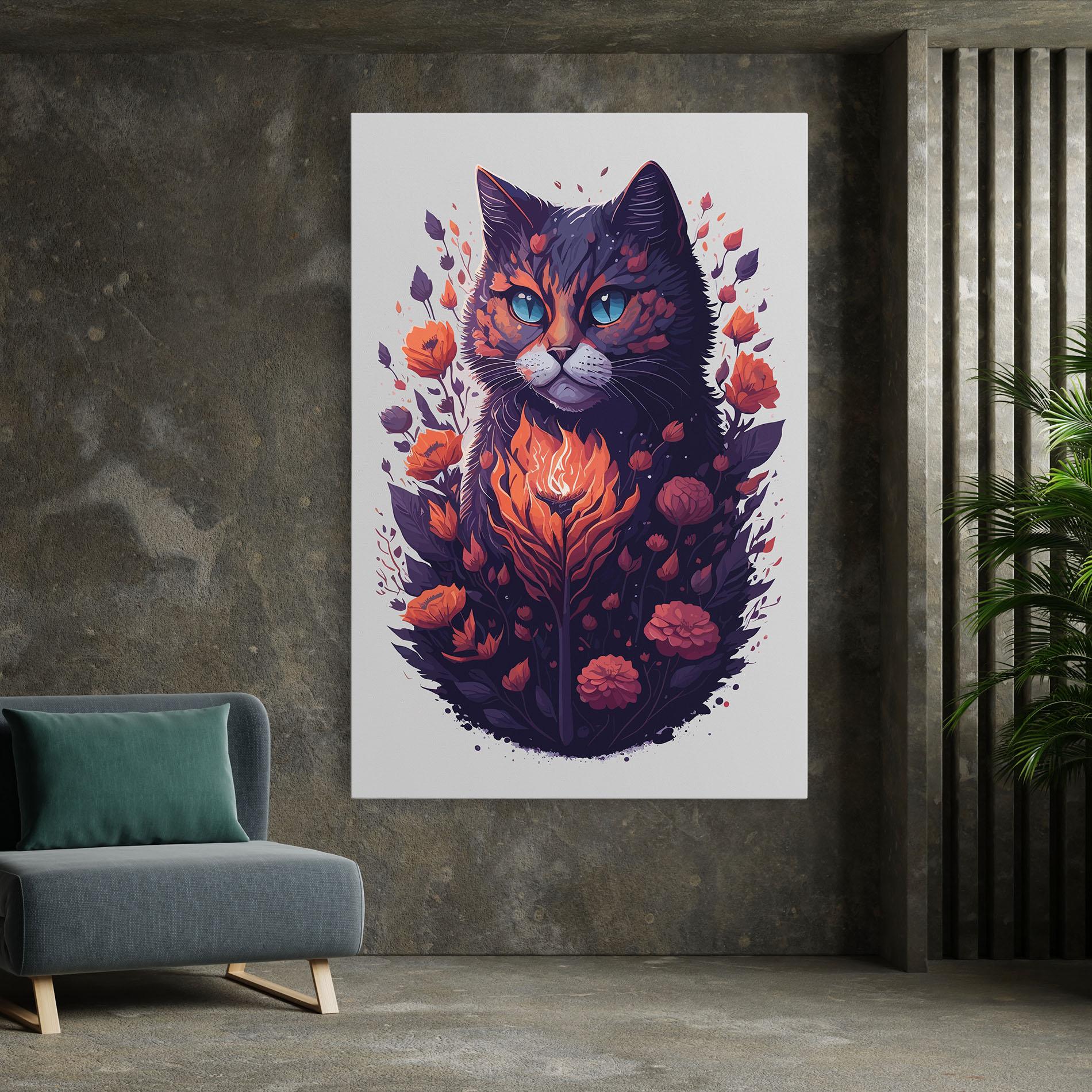Tablou Canvas Fire Cat mockup 7