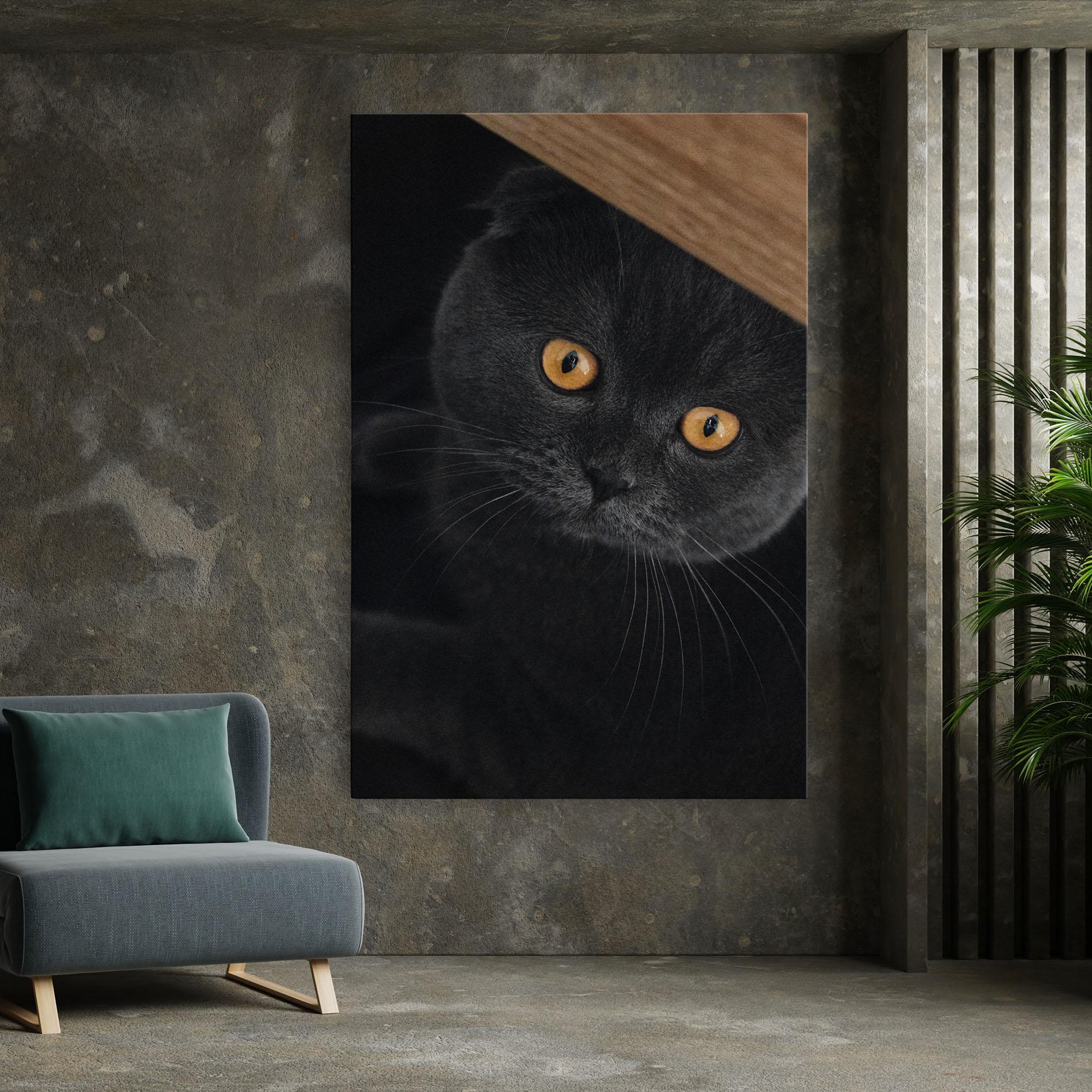 Tablou Canvas Grey Cat With Orange Eyes mockup 7