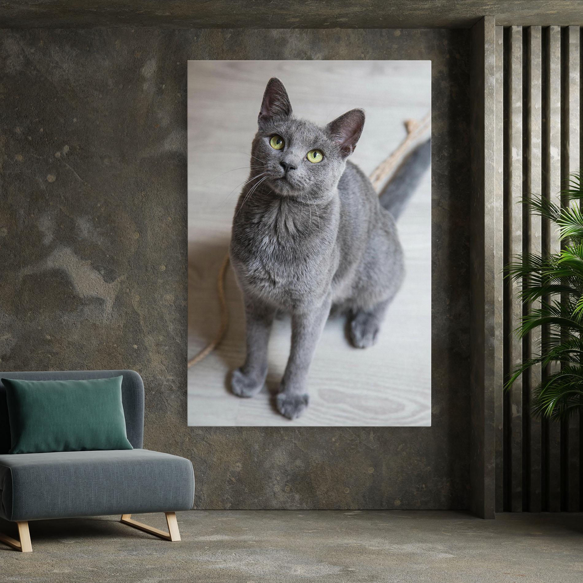 Tablou Canvas Grey Green Cat Eyes mockup 7