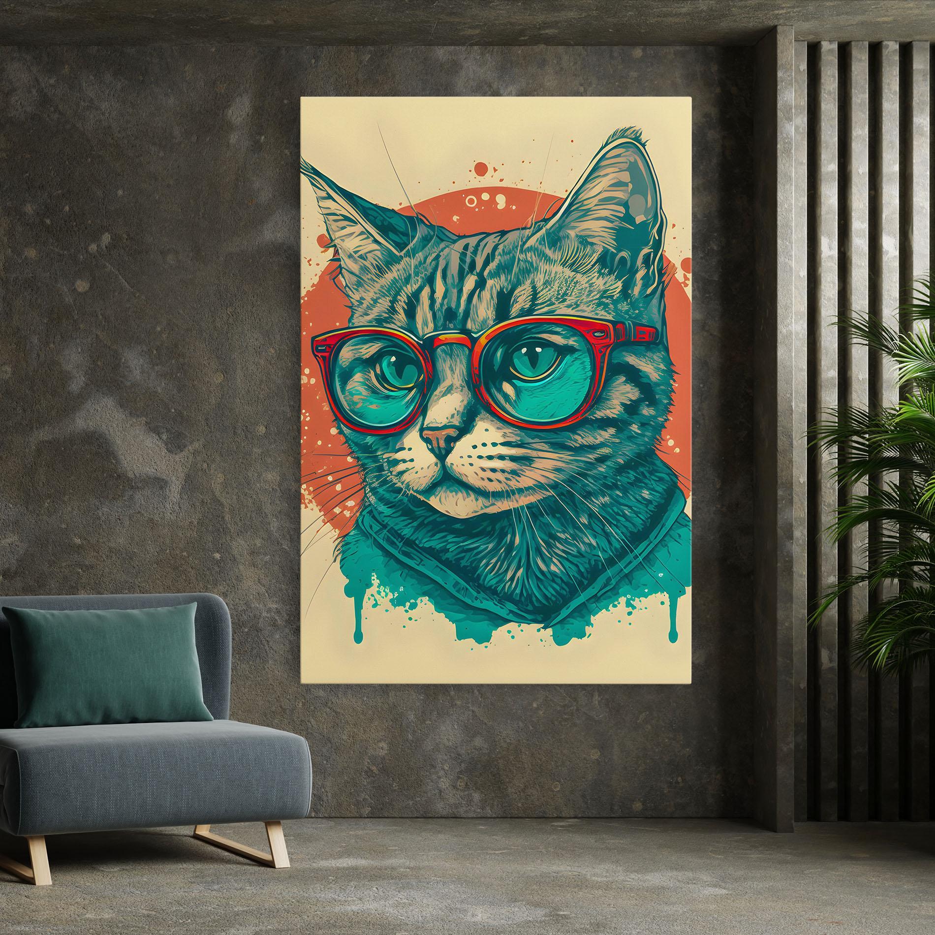 Tablou Canvas Red Glasses Cat mockup 7
