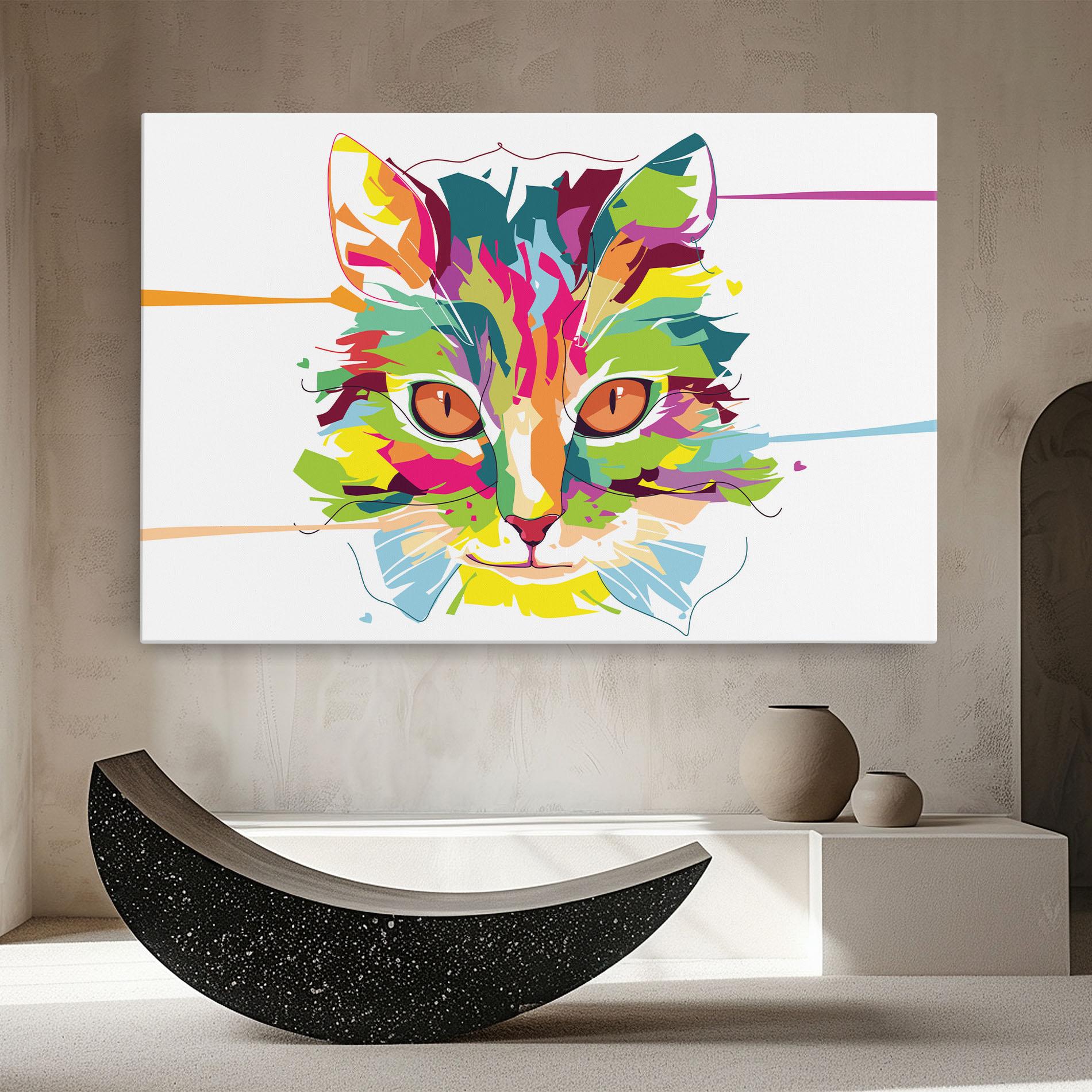 Tablou Canvas Cat Art Close Up mockup 8