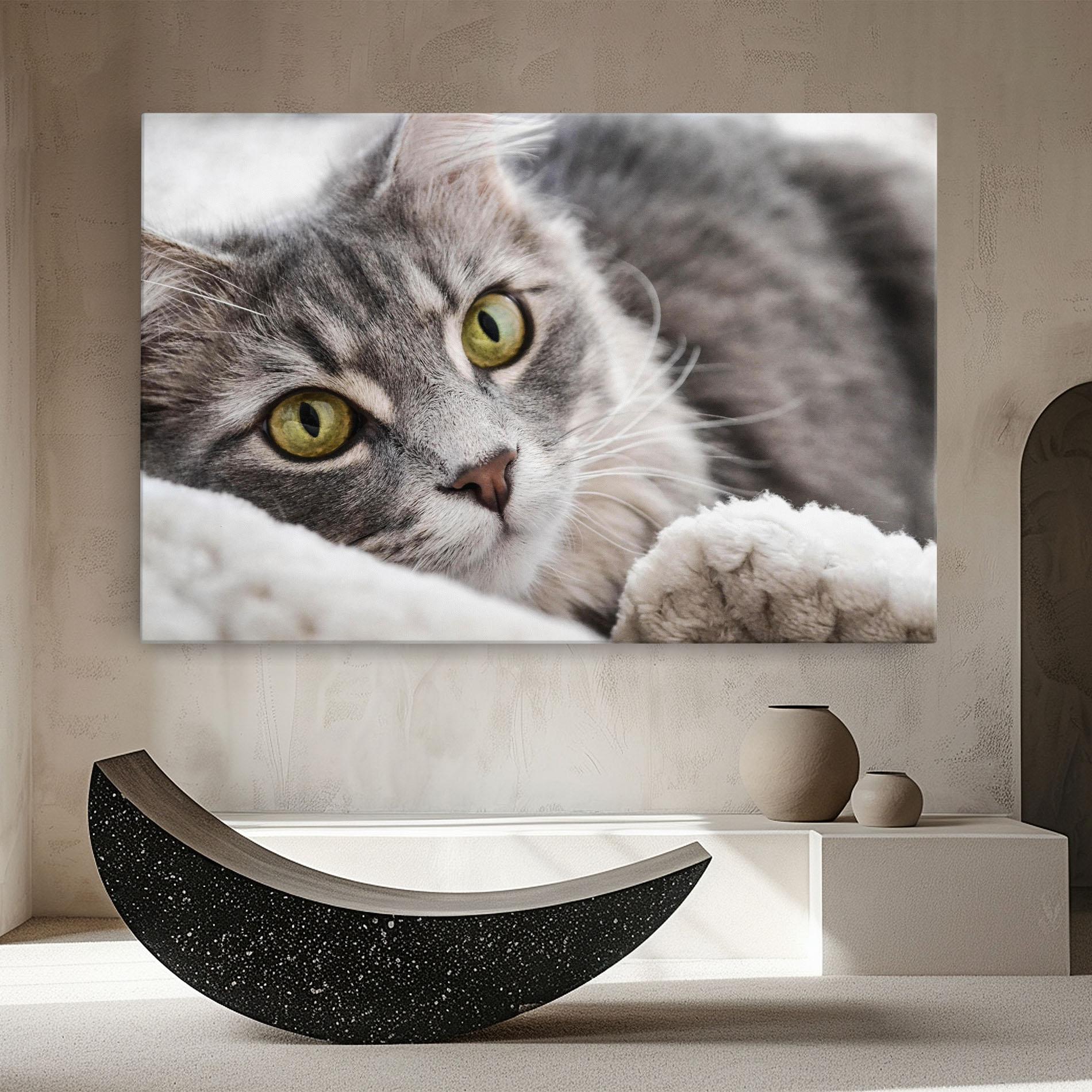 Tablou Canvas Grey Fluffy Cat mockup 8