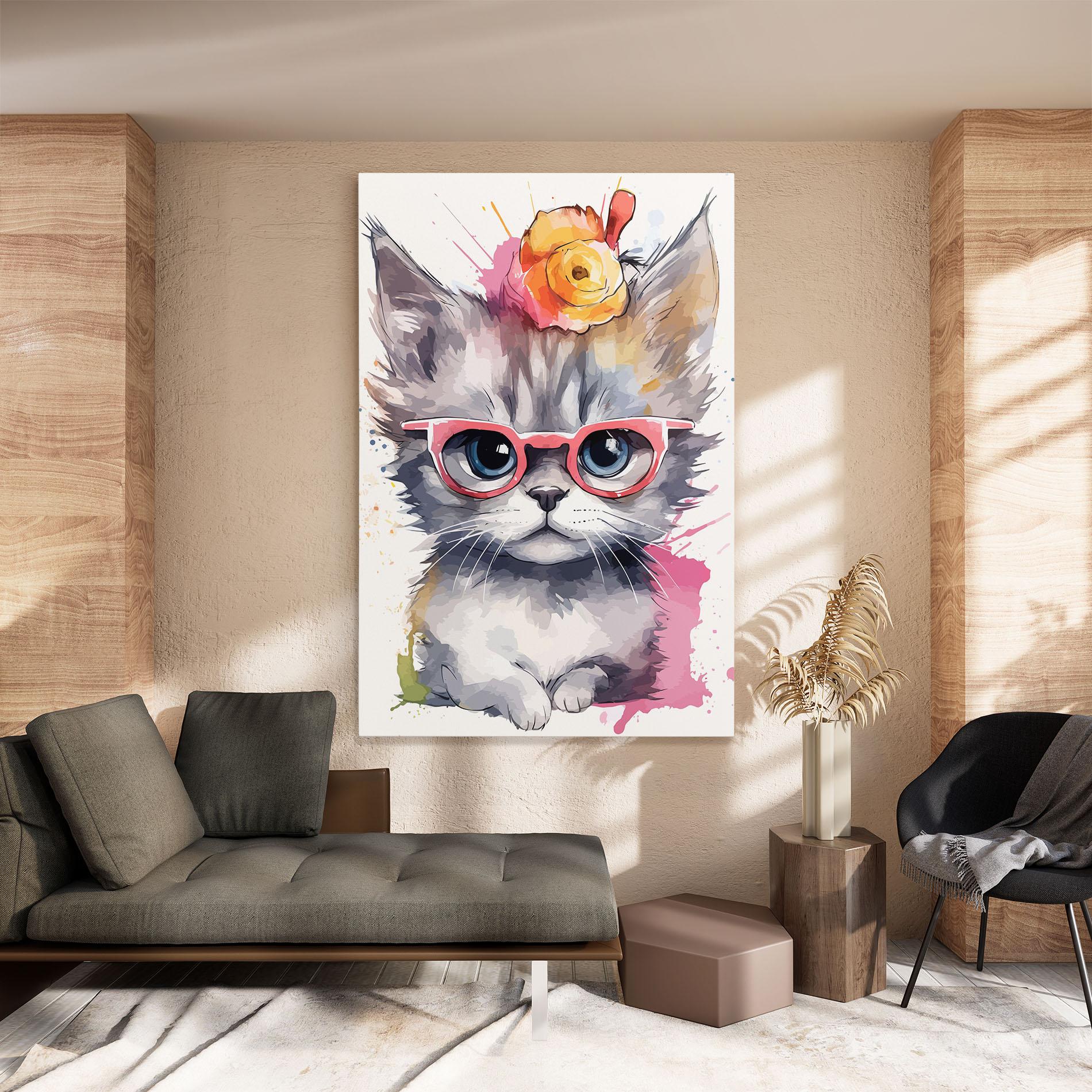 Tablou Canvas Adorable Grey Cat mockup 8