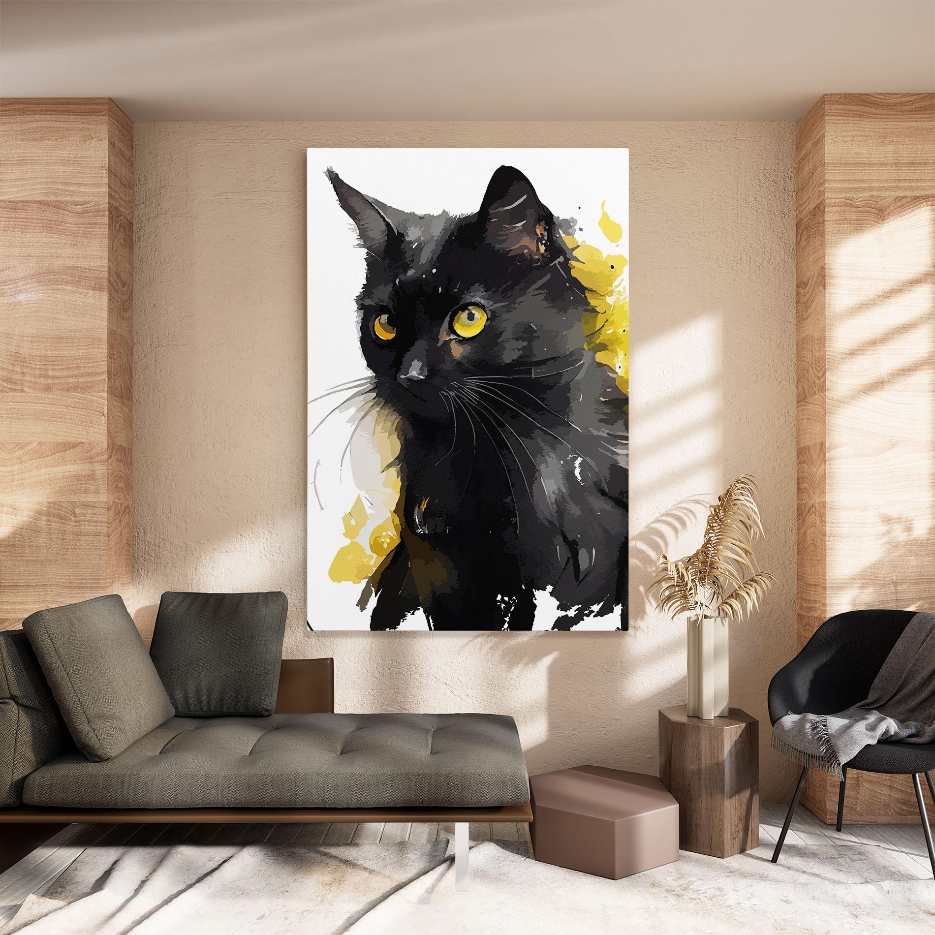Tablou Canvas Beautiful Black Cat mockup 8