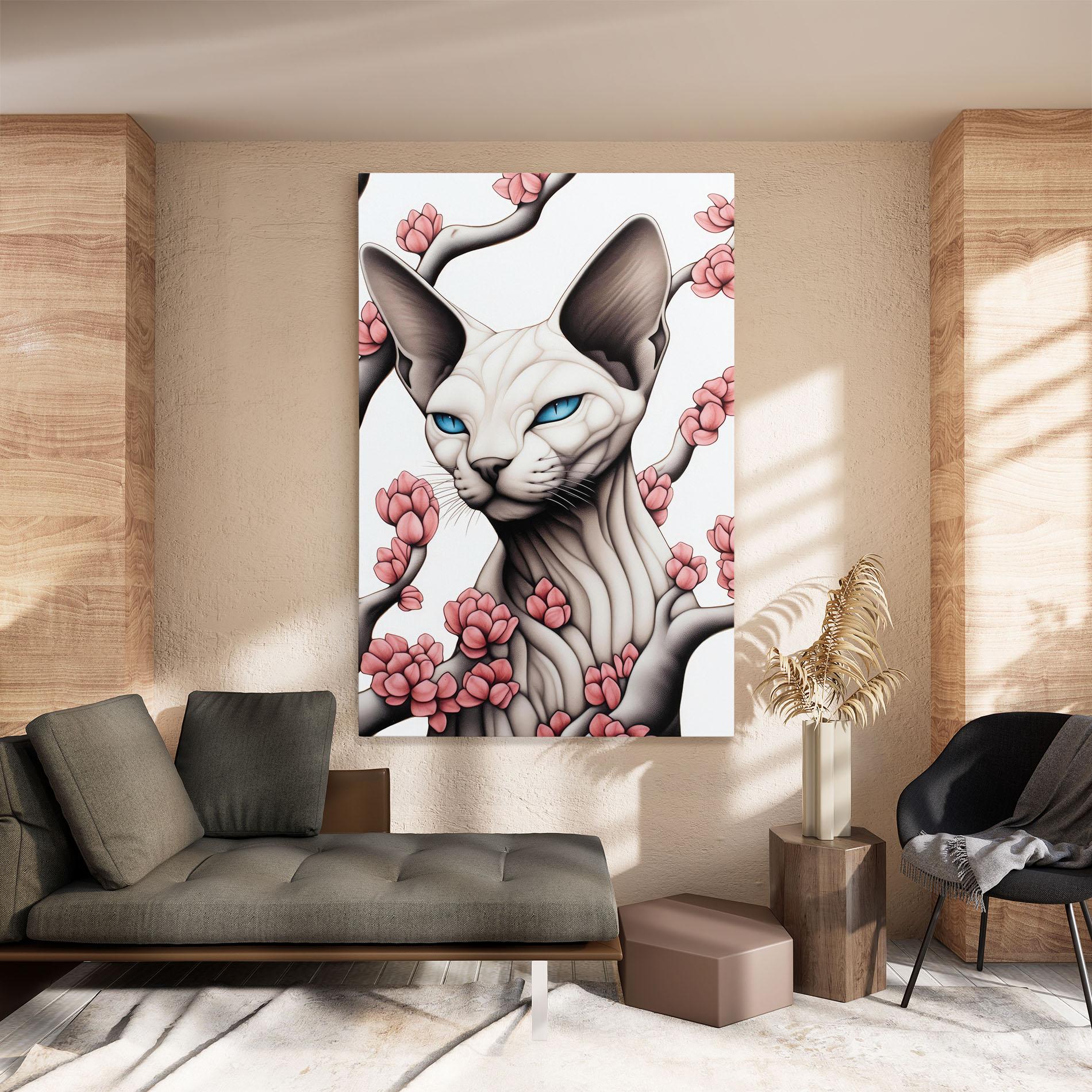 Tablou Canvas Blue Eyes Cat Drawing mockup 8