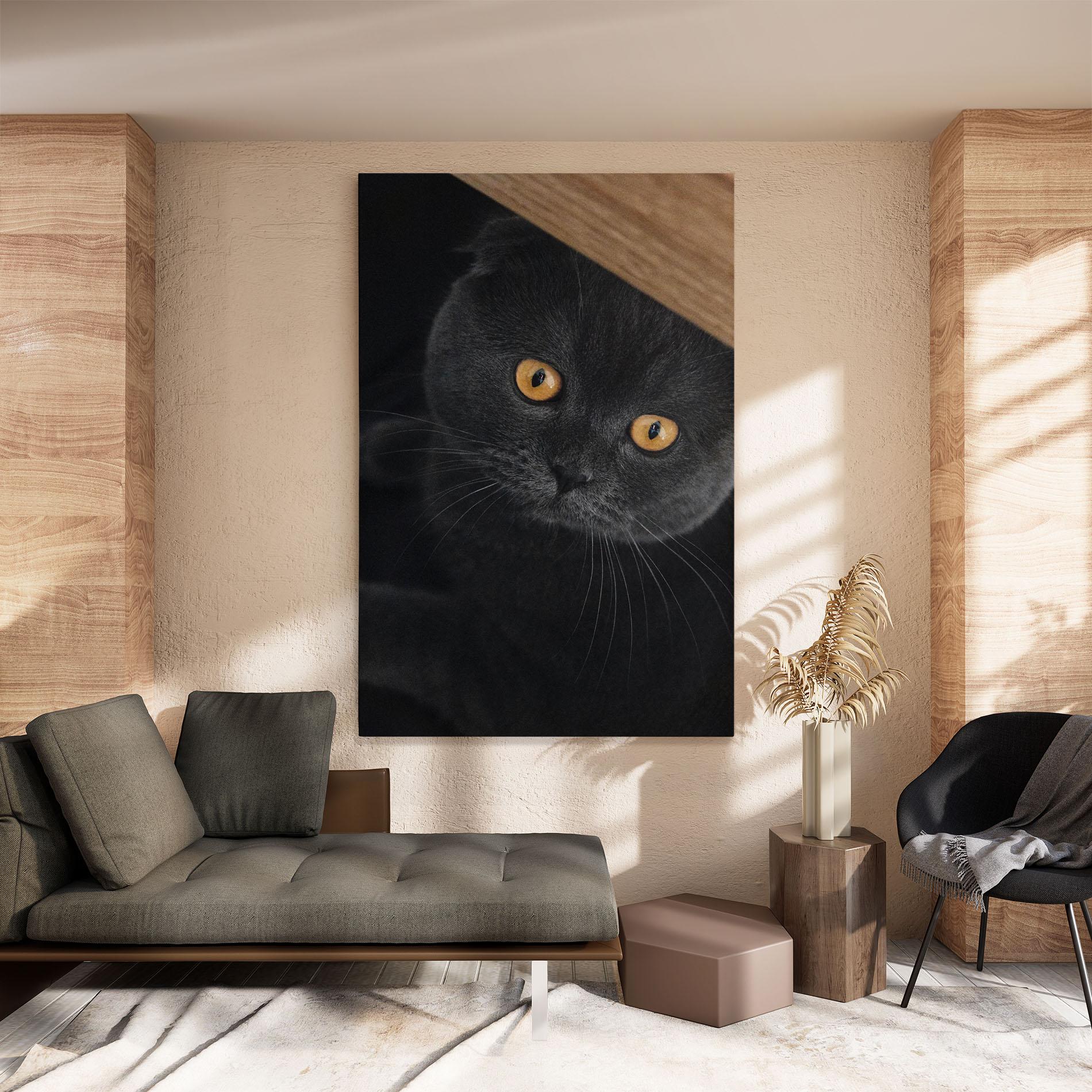 Tablou Canvas Grey Cat With Orange Eyes mockup 8