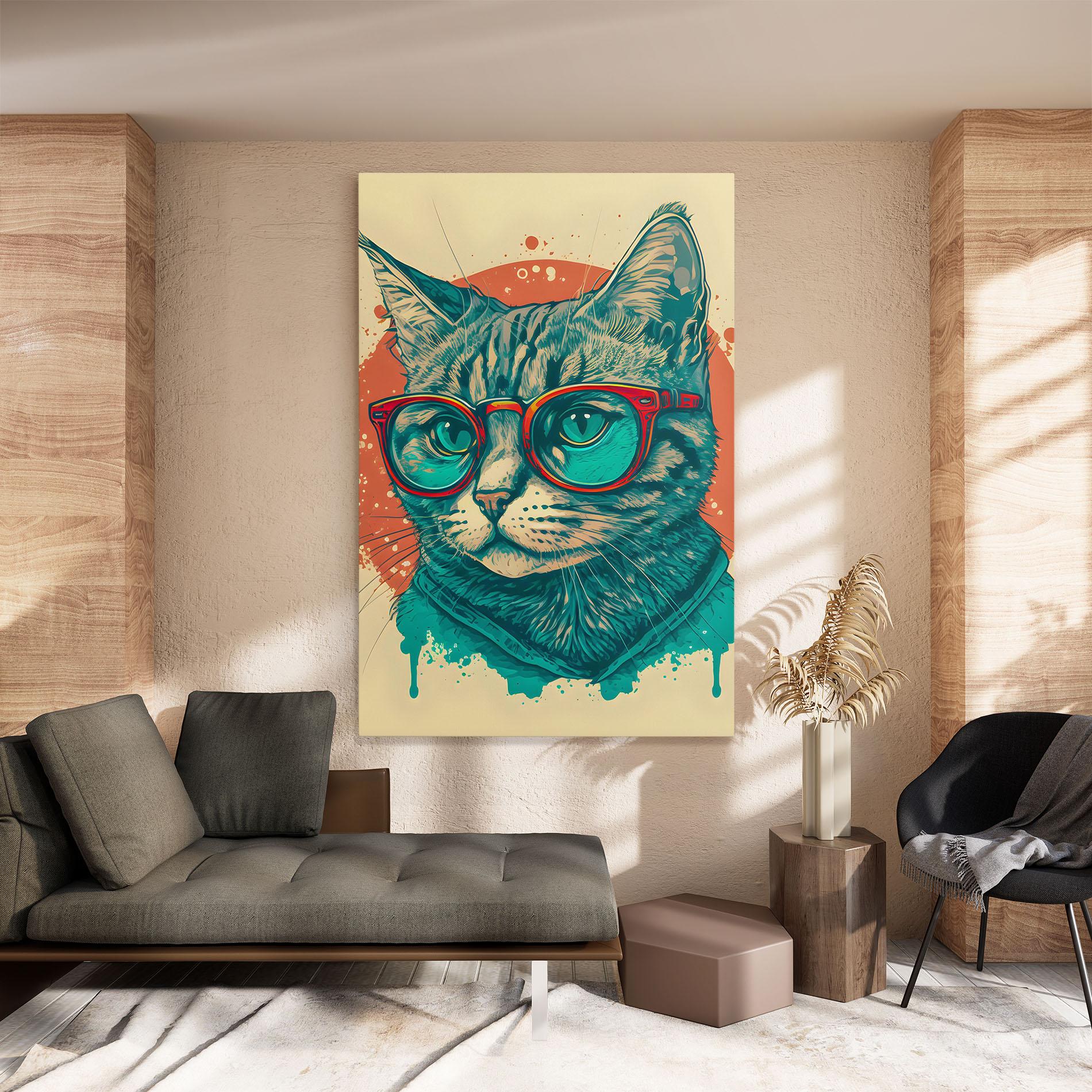 Tablou Canvas Red Glasses Cat mockup 8