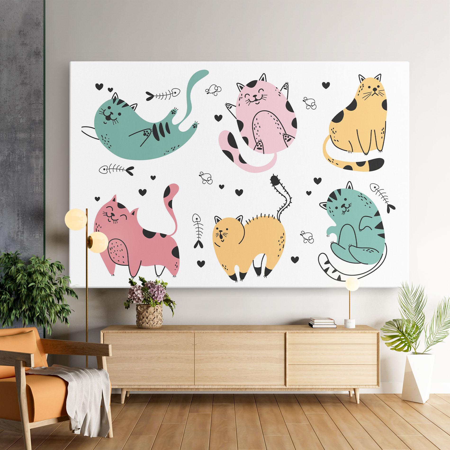 Tablou Canvas Doodle Cat mockup 9