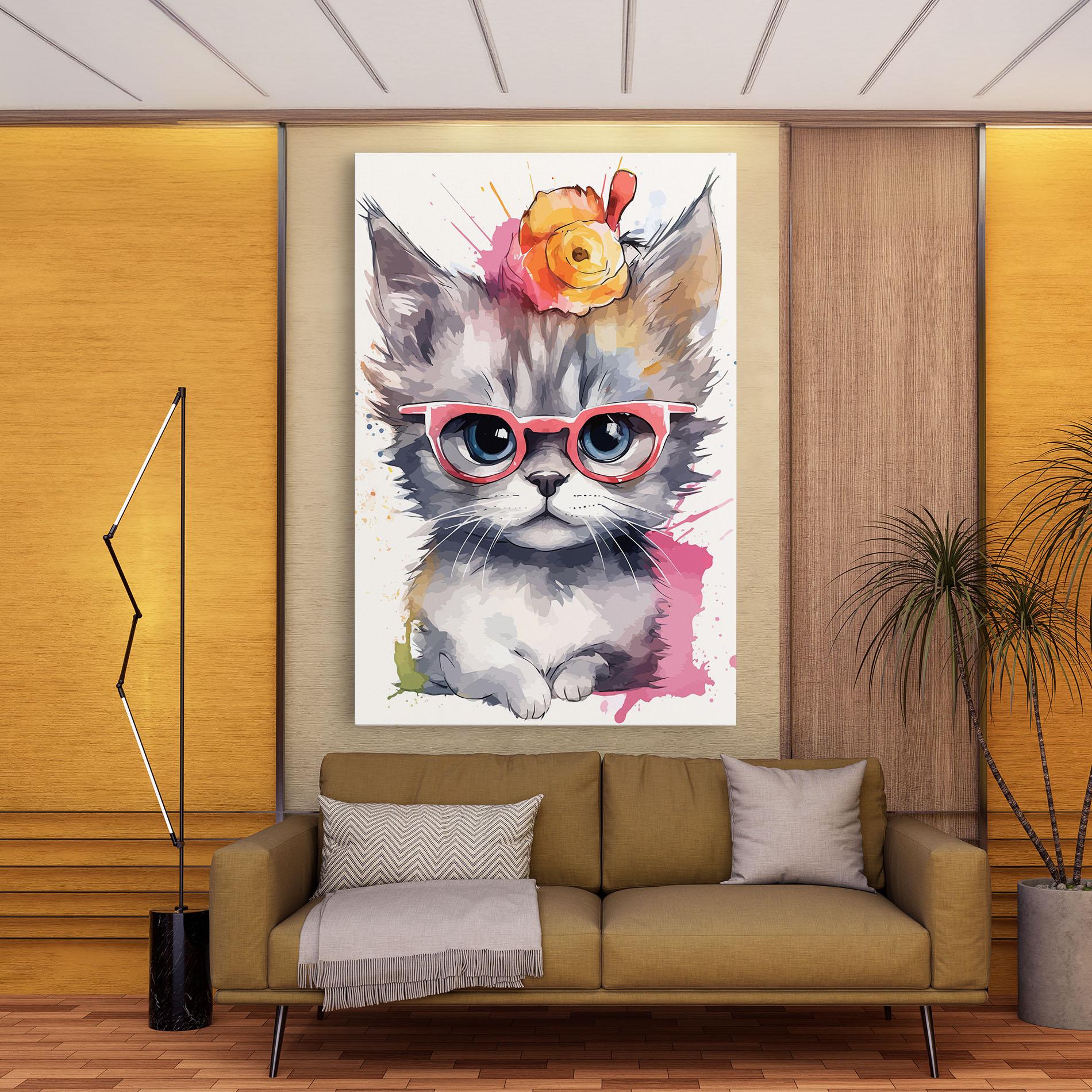 Tablou Canvas Adorable Grey Cat mockup 9