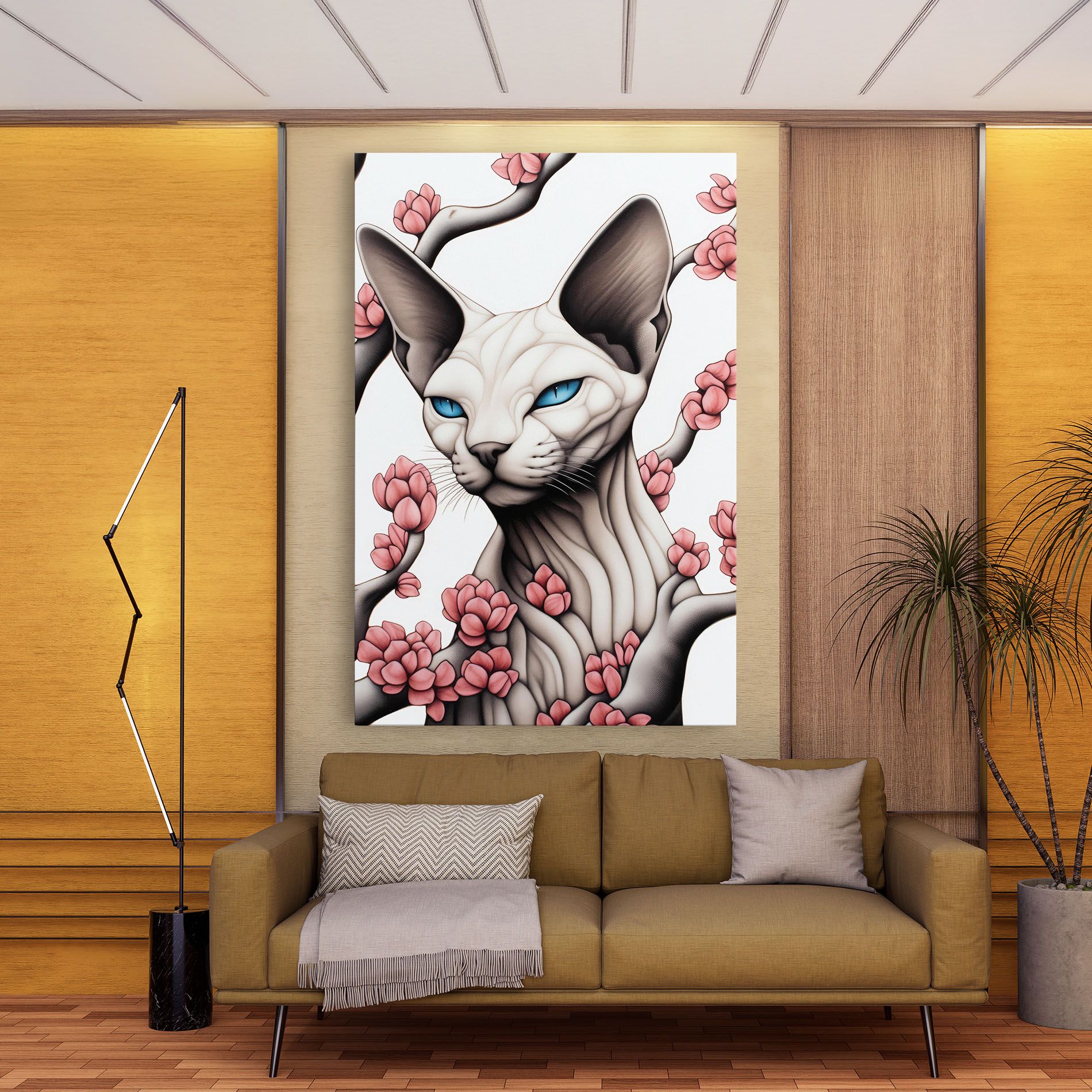 Blue Eyes Cat Drawing mockup 9