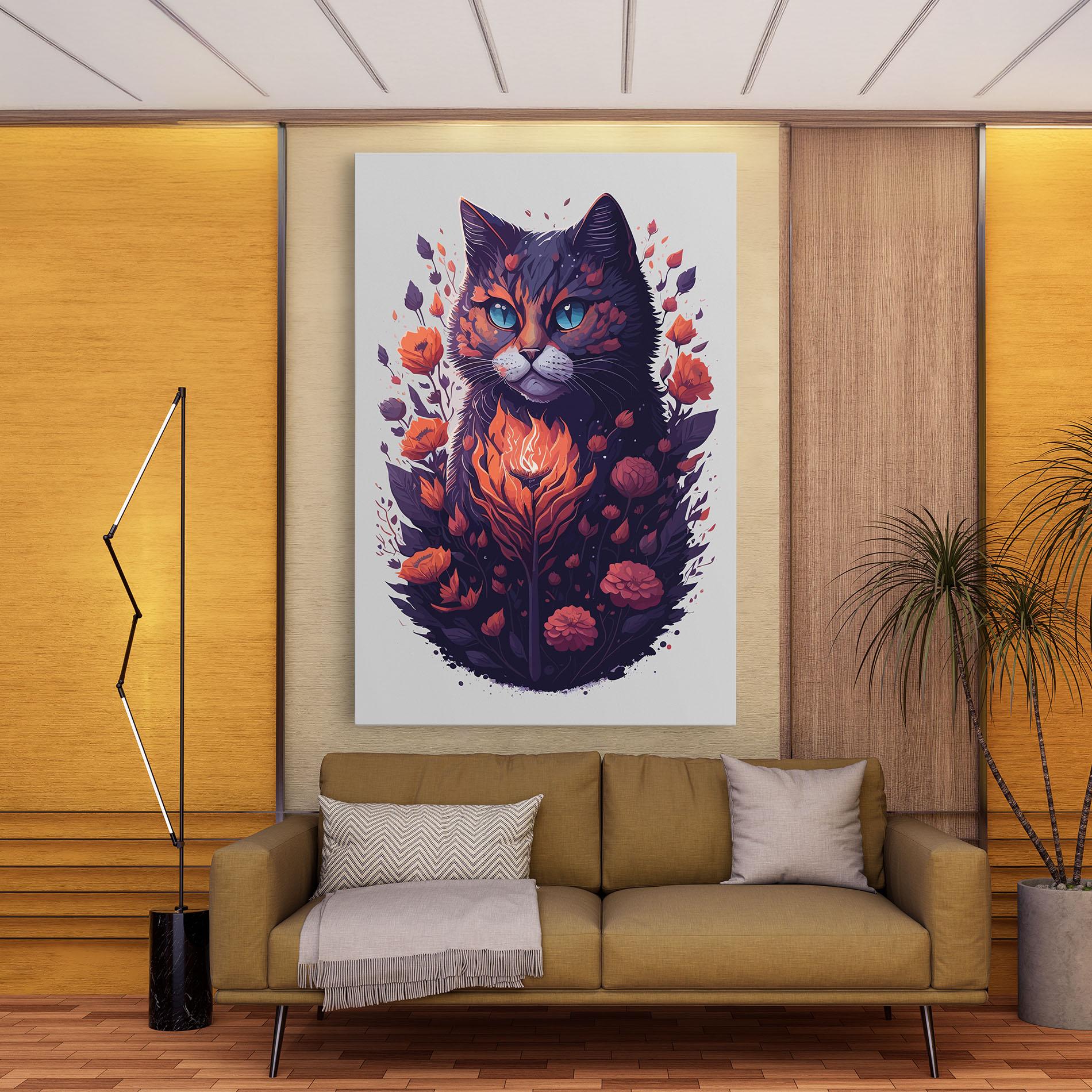 Tablou Canvas Fire Cat mockup 9