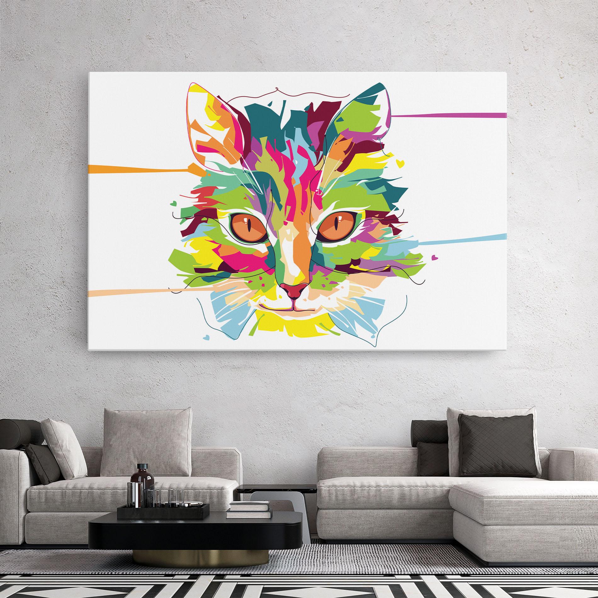 Tablou Canvas Cat Art Close Up mockup 2