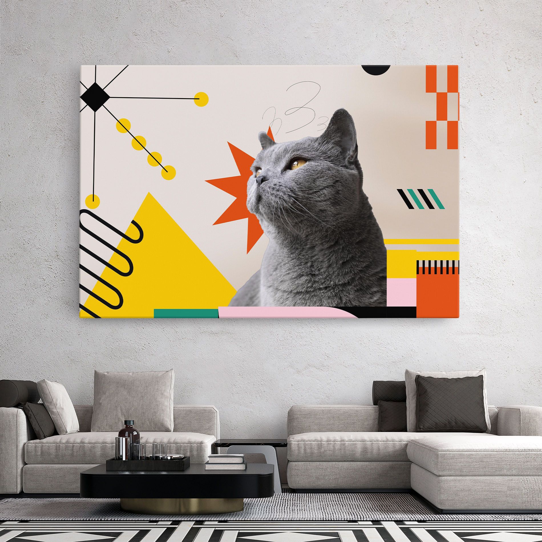 Colorful Graphic Cat mockup 2
