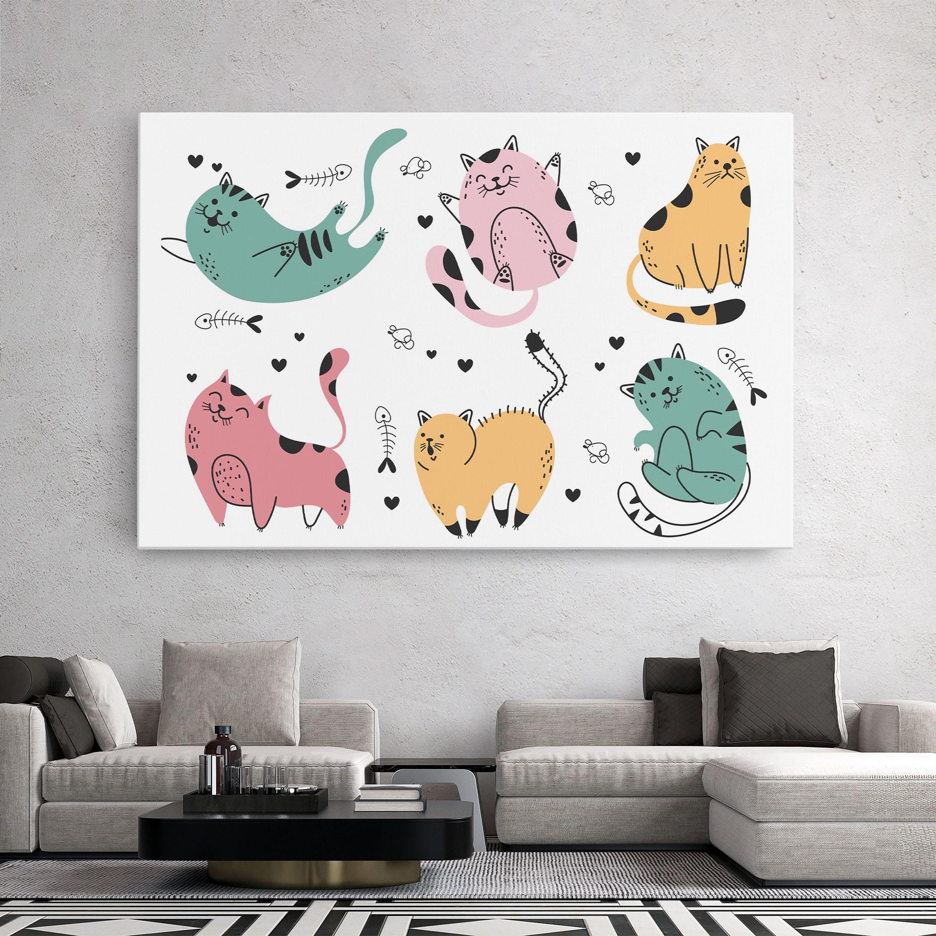 Tablou Canvas Doodle Cat mockup 2