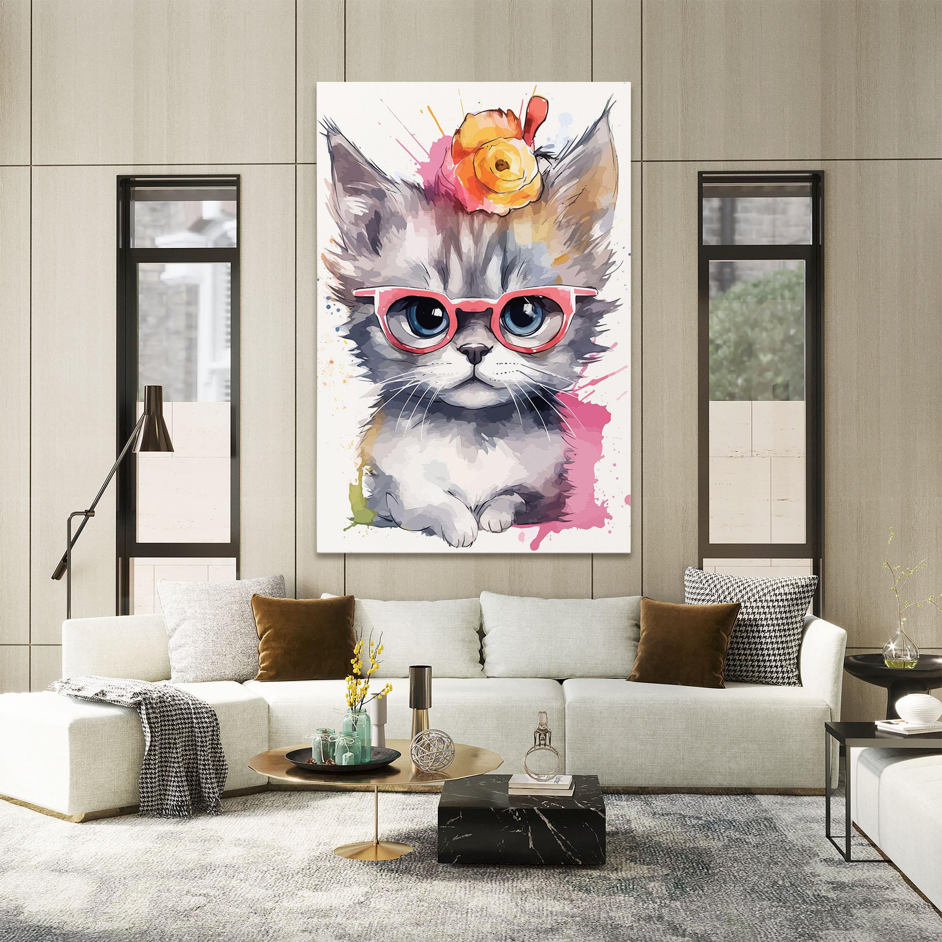 Tablou Canvas Adorable Grey Cat mockup 2