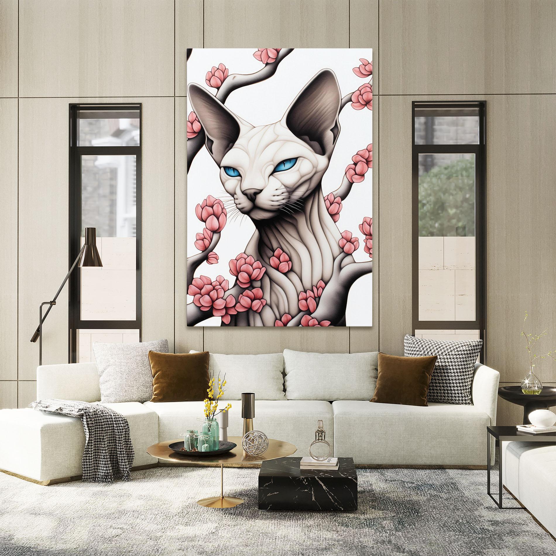 Tablou Canvas Blue Eyes Cat Drawing mockup 2