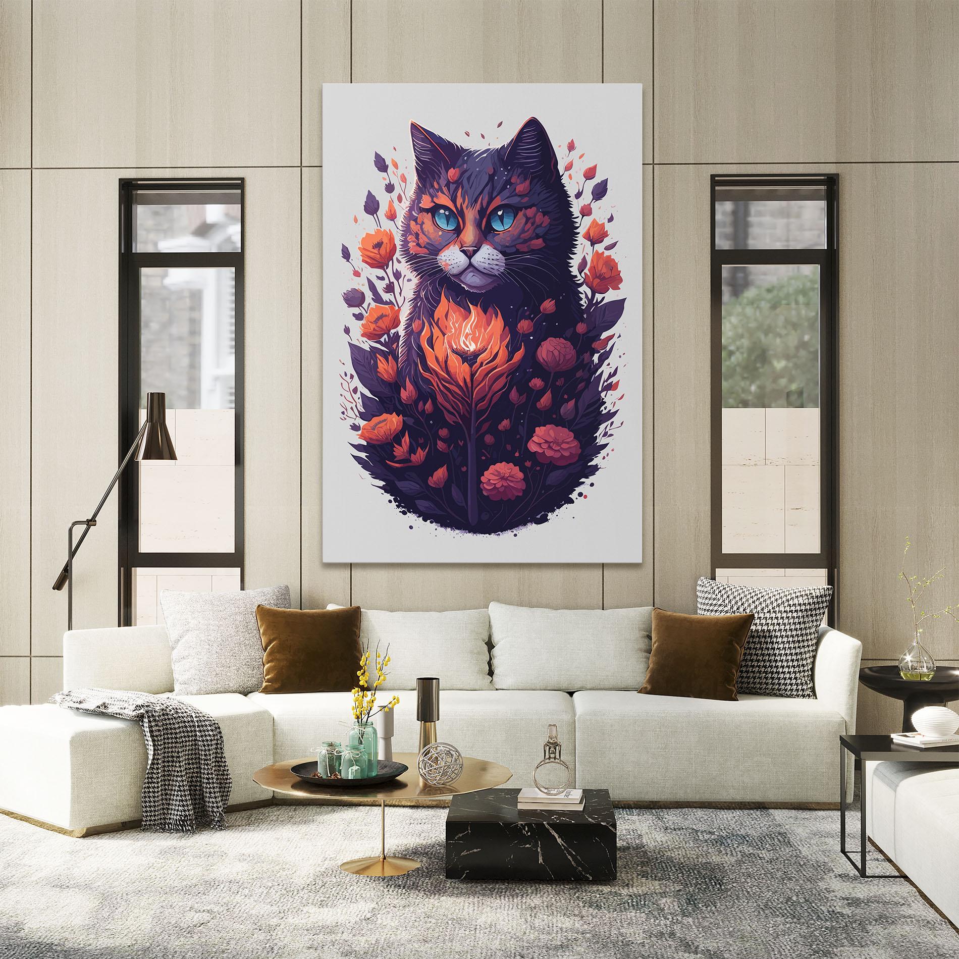Tablou Canvas Fire Cat mockup 2
