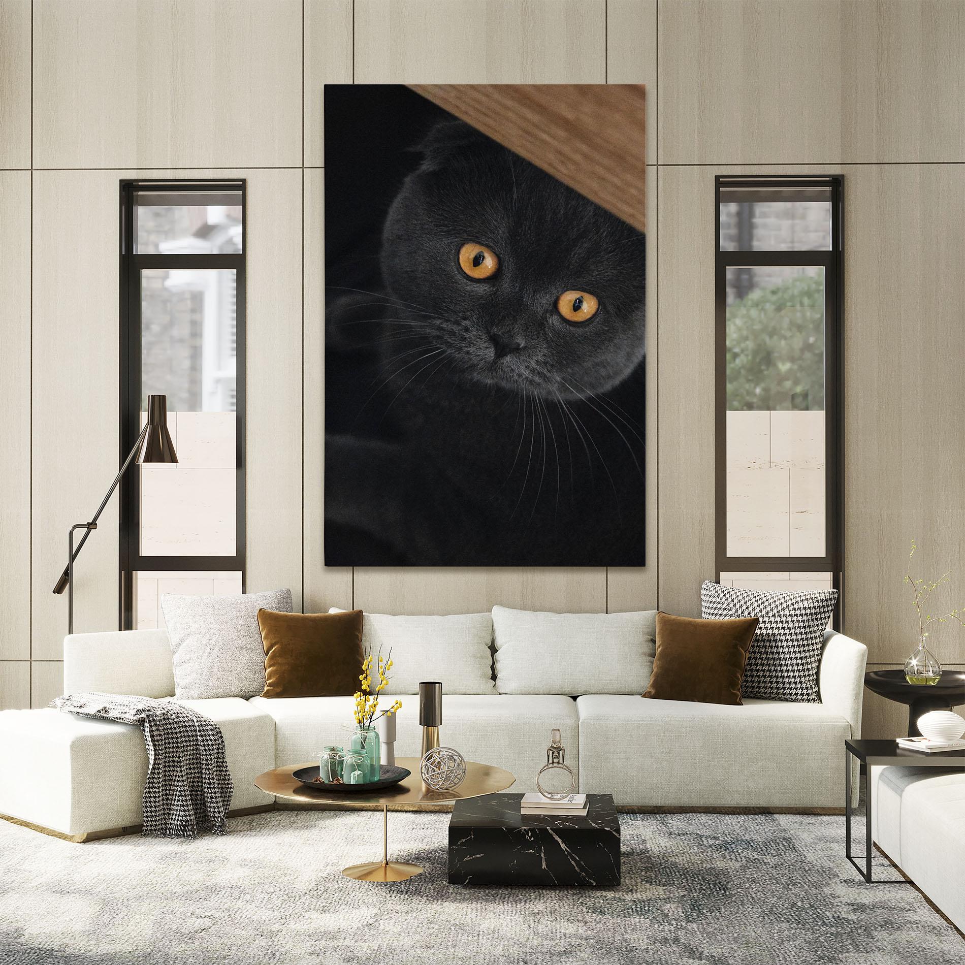 Tablou Canvas Grey Cat With Orange Eyes mockup 2