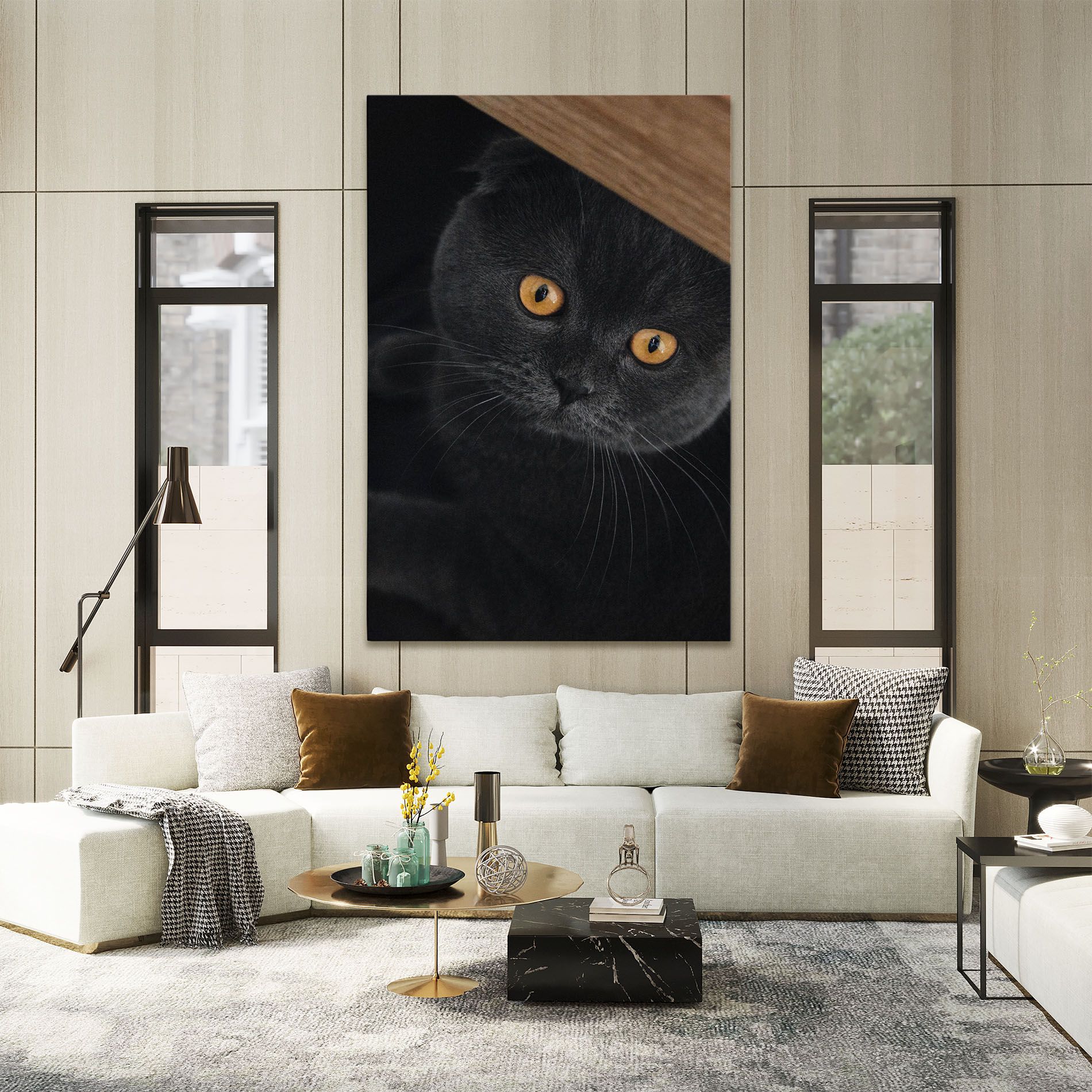 Grey Cat With Orange Eyes mockup 2