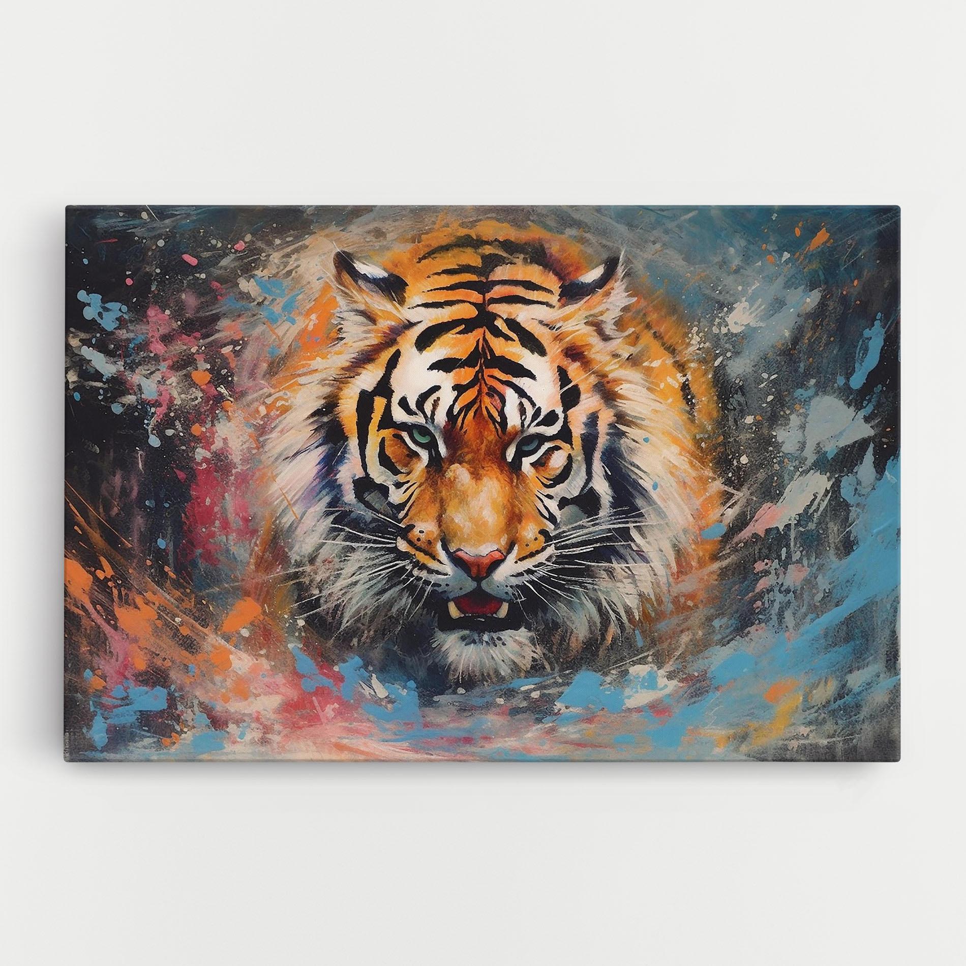 Tablou Canvas Orange Tiger Painting mockup 0