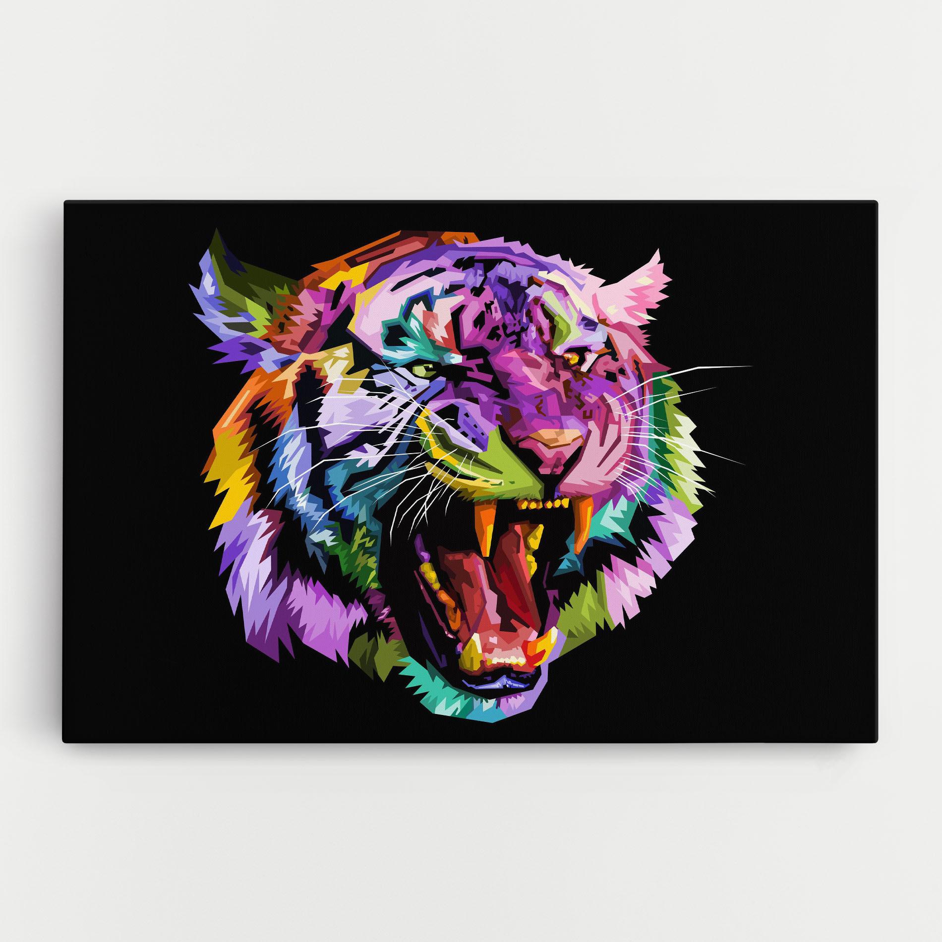 Tablou Canvas Tiger On Black mockup 0