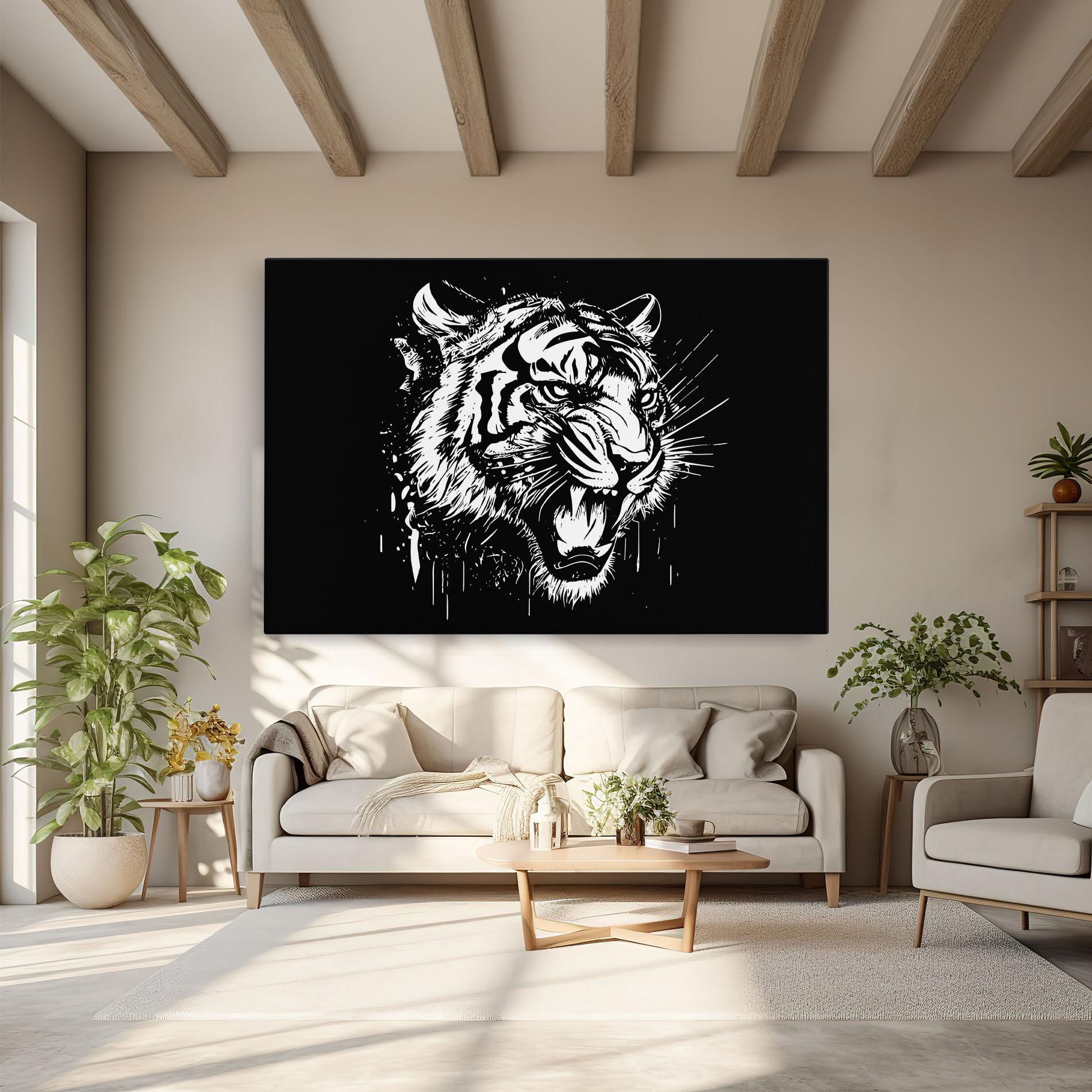 Tablou Canvas Angry Tiger Head mockup 6