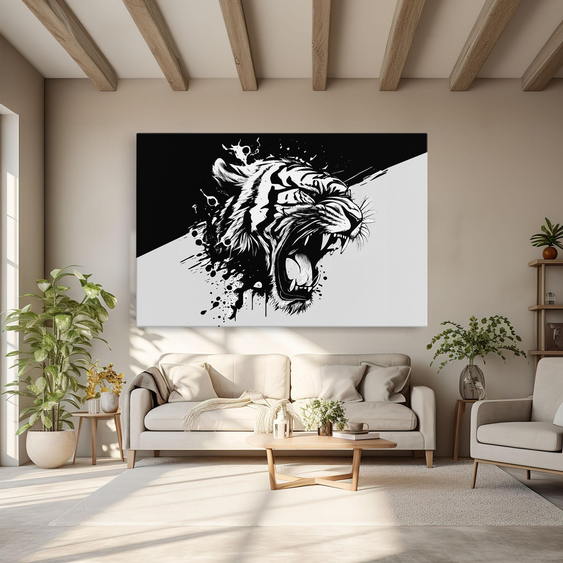Tablou Canvas Black Grey Tiger mockup 6