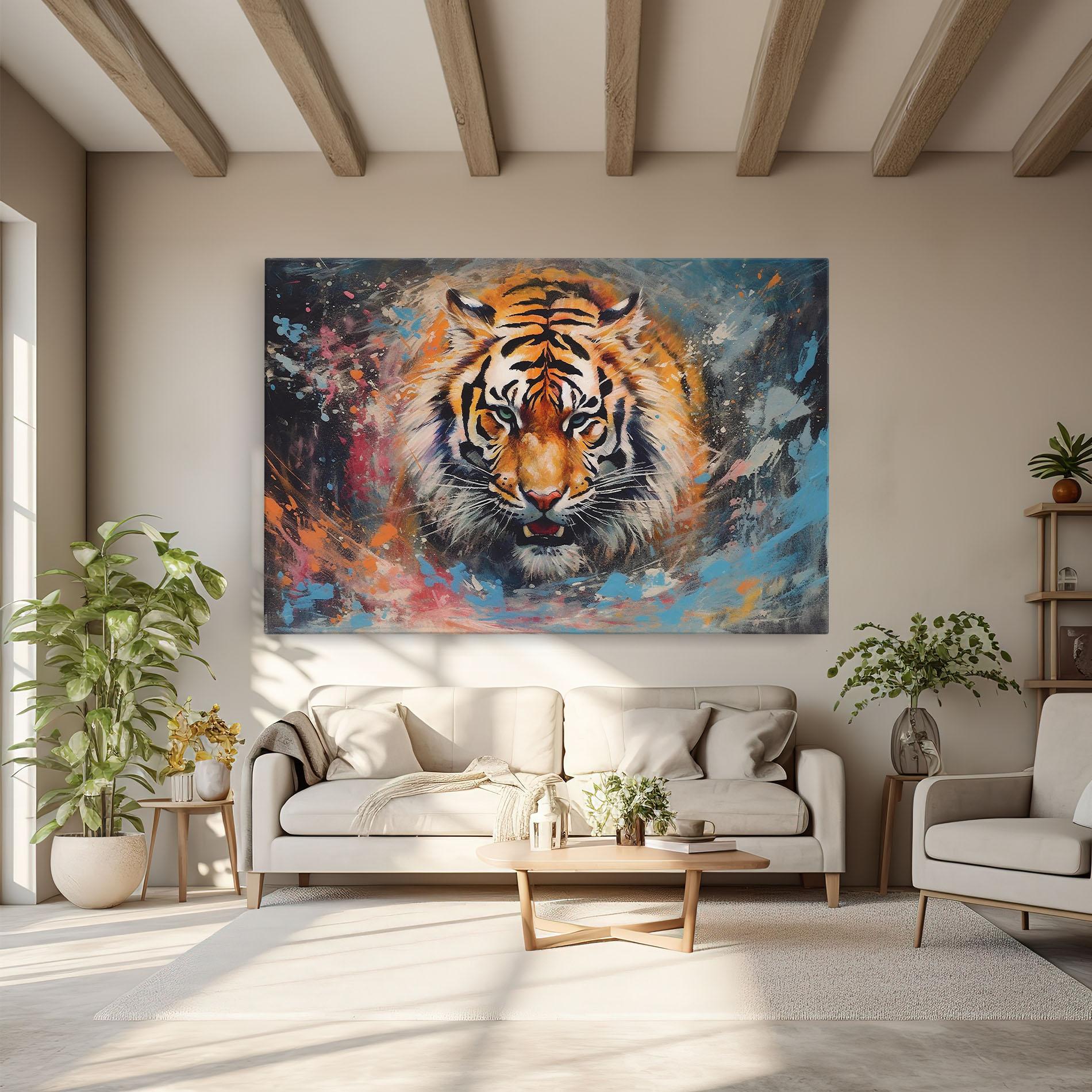 Tablou Canvas Orange Tiger Painting mockup 6